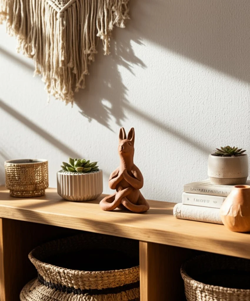 Terracotta, 7" Namaste Yoga Bunny, Natural - Image 11