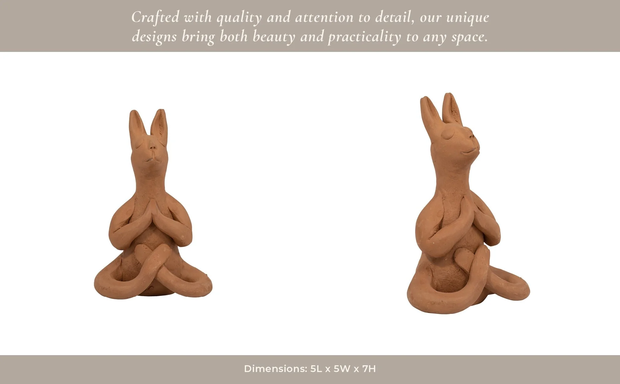 Terracotta, 7" Namaste Yoga Bunny, Natural - Image 14