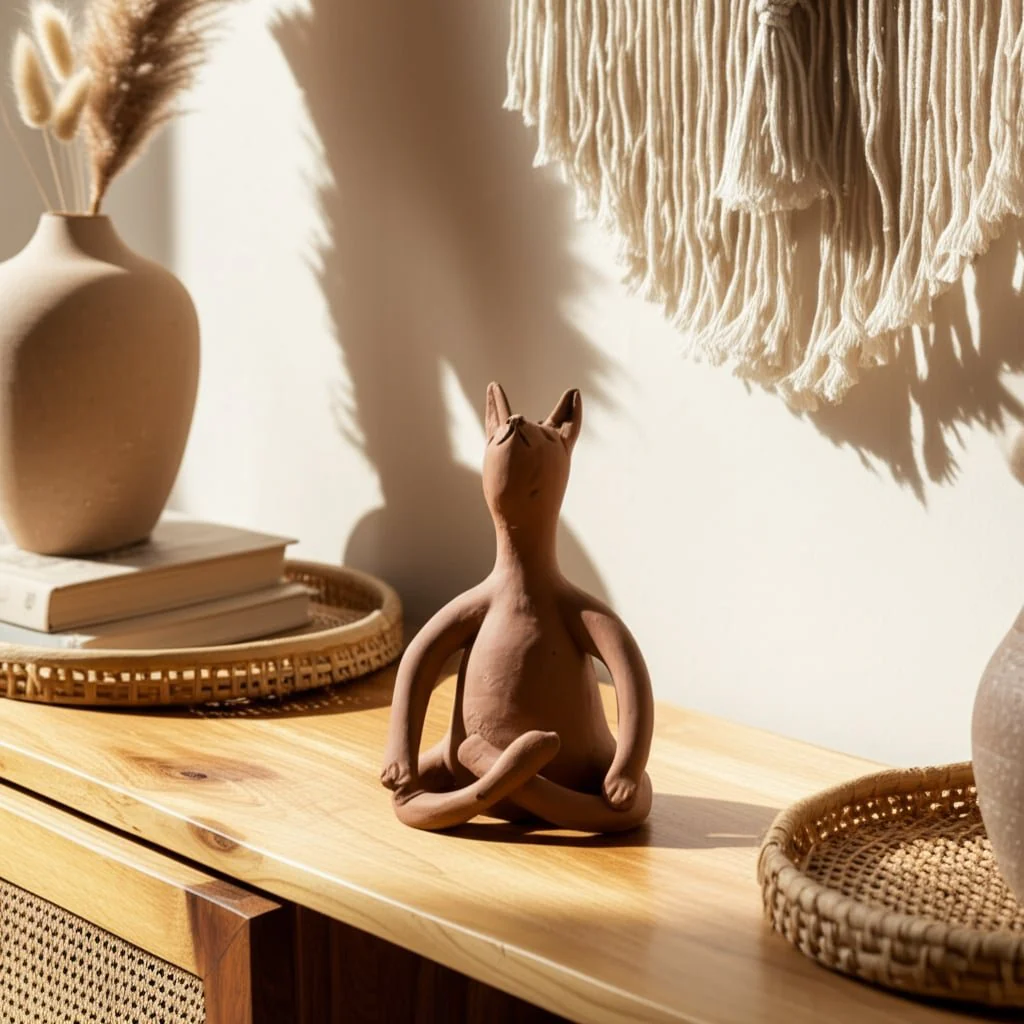 Terracotta, 9" Om Yoga Bunny, Natural - Image 12