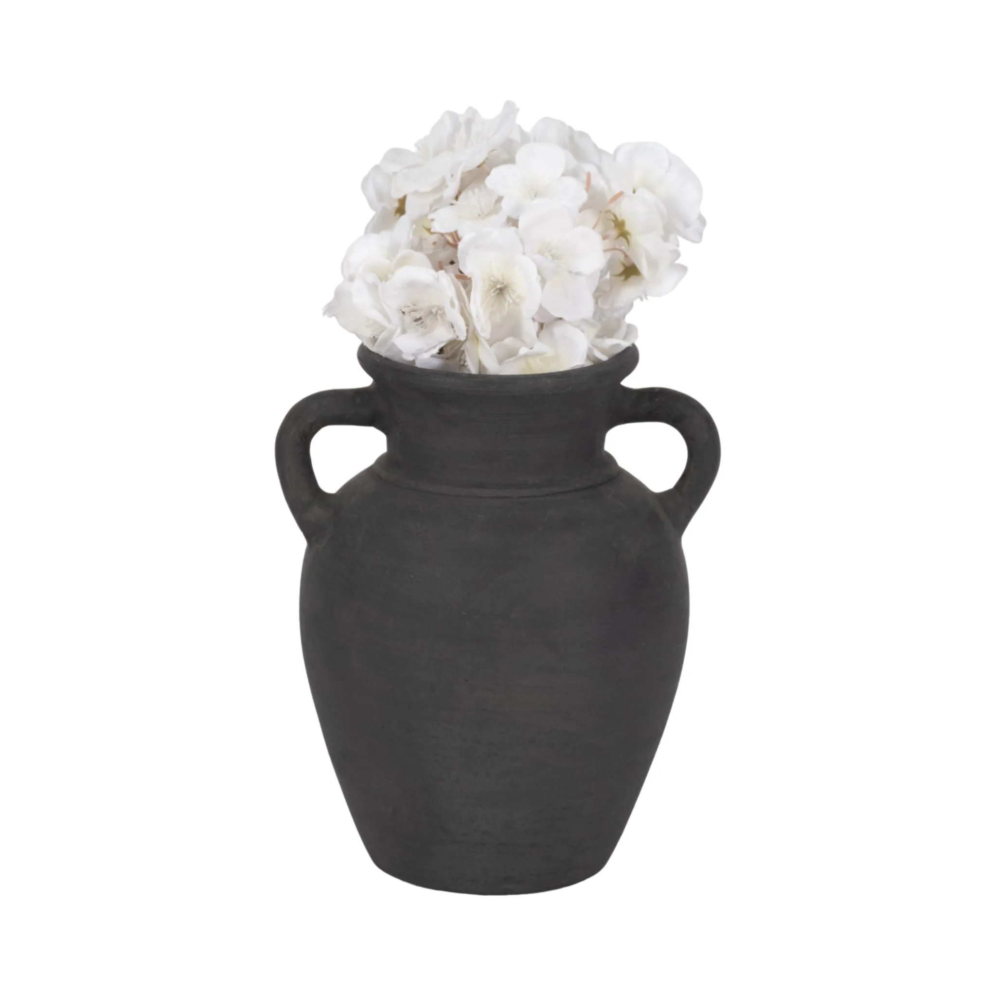 Terracotta, 9" Vase With Handles, Black - Image 2