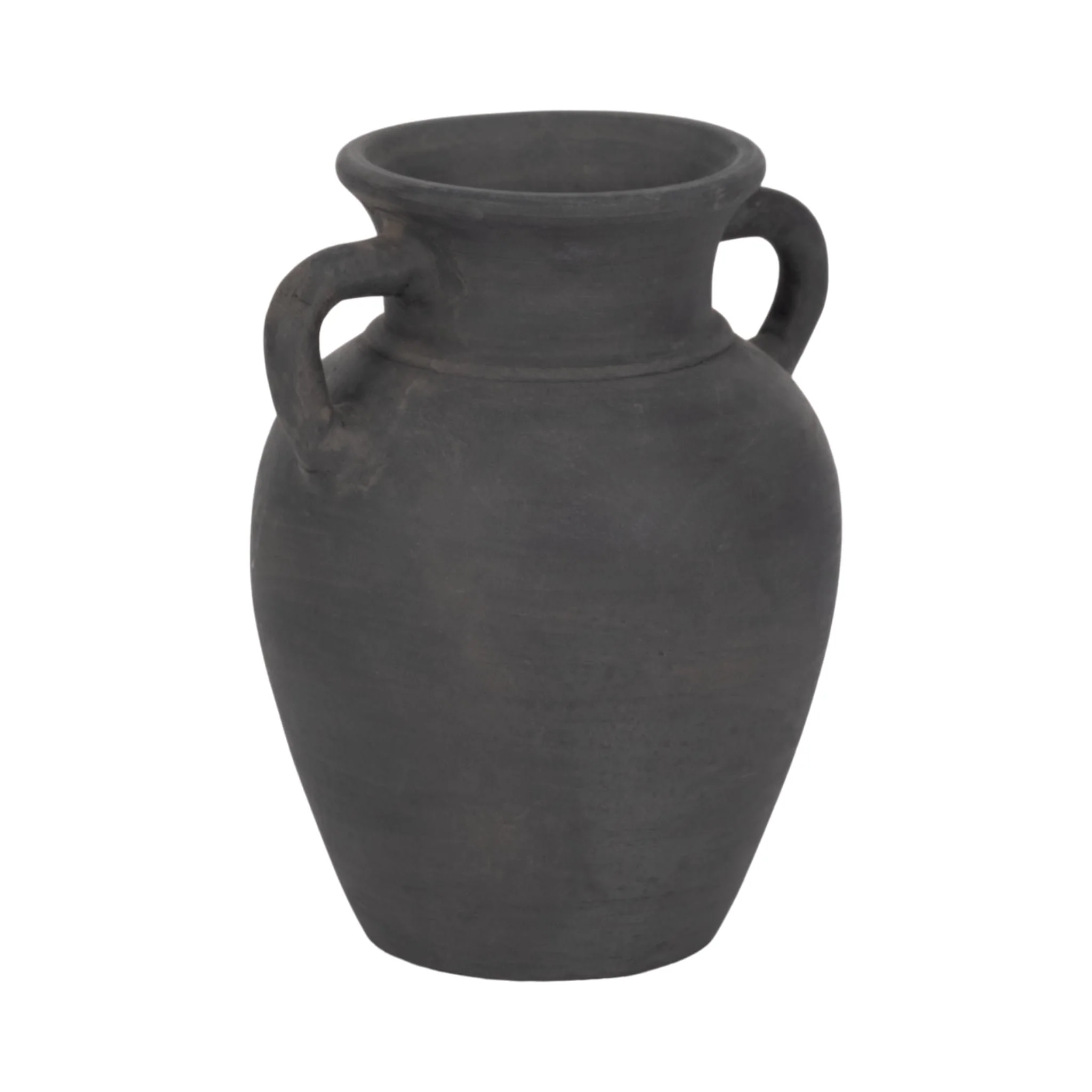 Terracotta, 9" Vase With Handles, Black - Image 3