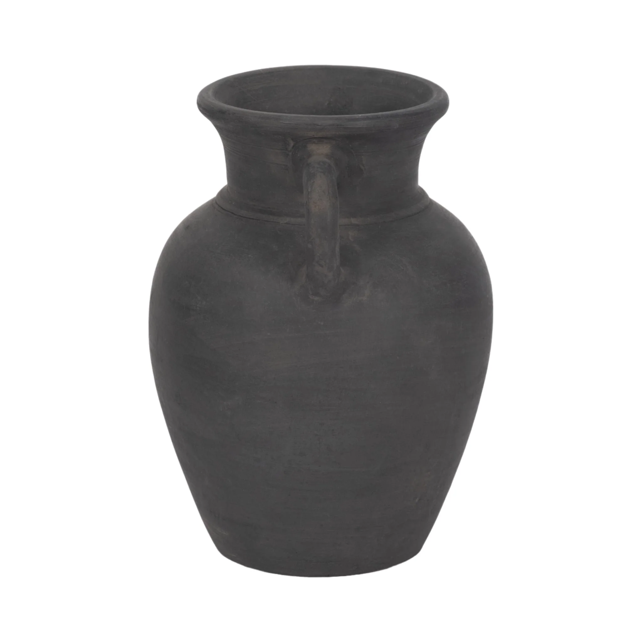 Terracotta, 9" Vase With Handles, Black - Image 4