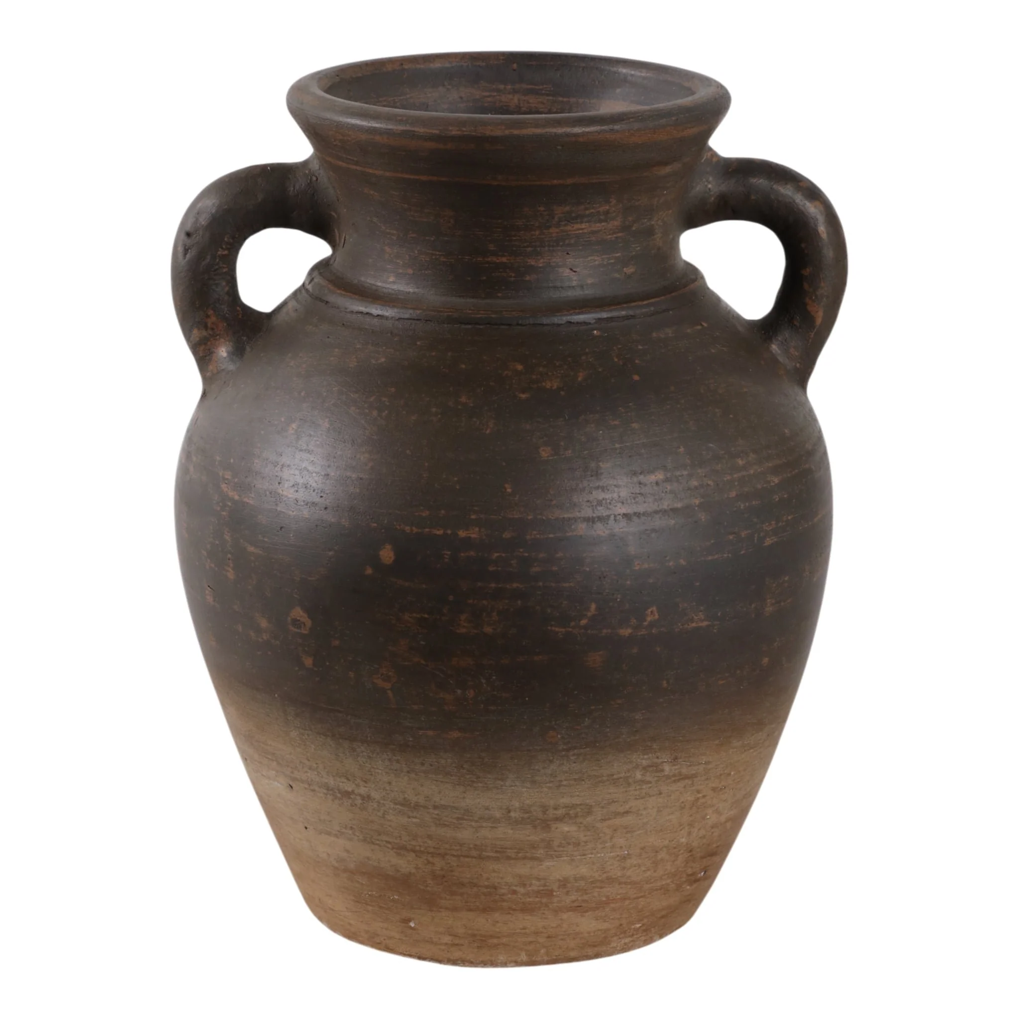 Terracotta, 9" Vase With Handles, Chcolate Brown - Image 4