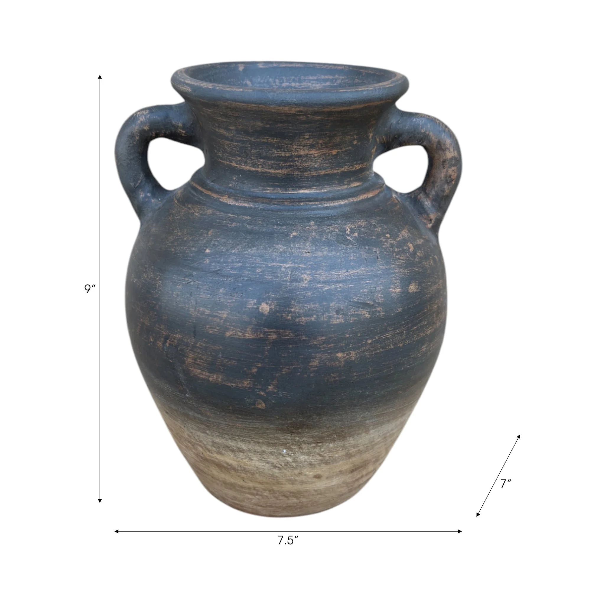 Terracotta, 9" Vase With Handles, Chcolate Brown - Image 8