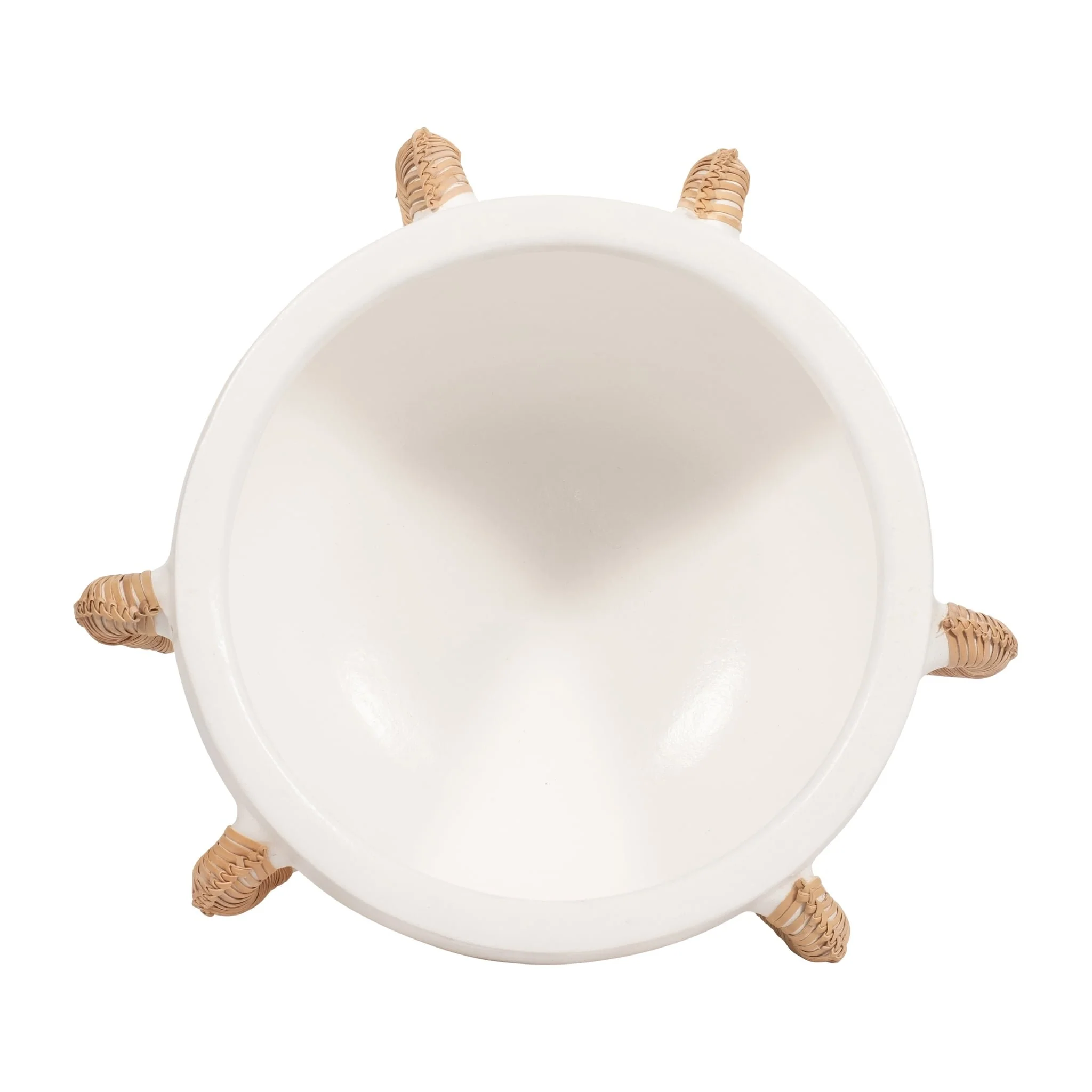 Terracotta, 9"h Eared Bowl On Stand Vase, White - Image 5