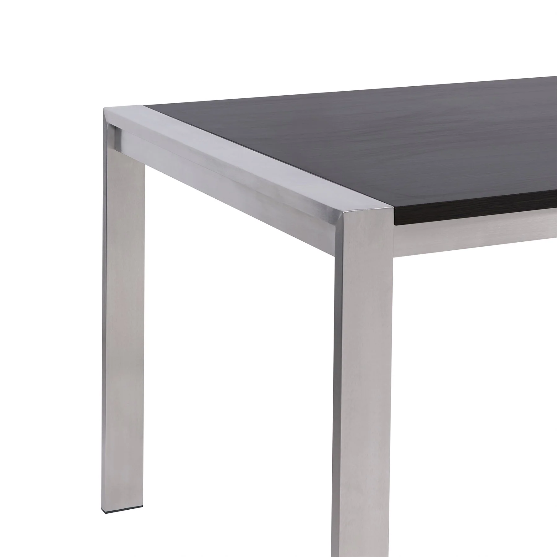 Tessa Contemporary Dining Table in Brushed Stainless Steel and Gray Walnut Top - Image 2