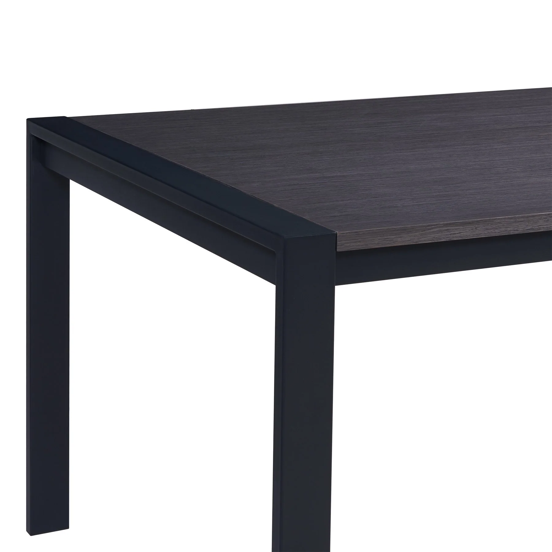 Tessa Contemporary Dining Table in Matte Black Finish and Gray Walnut Top - Image 2