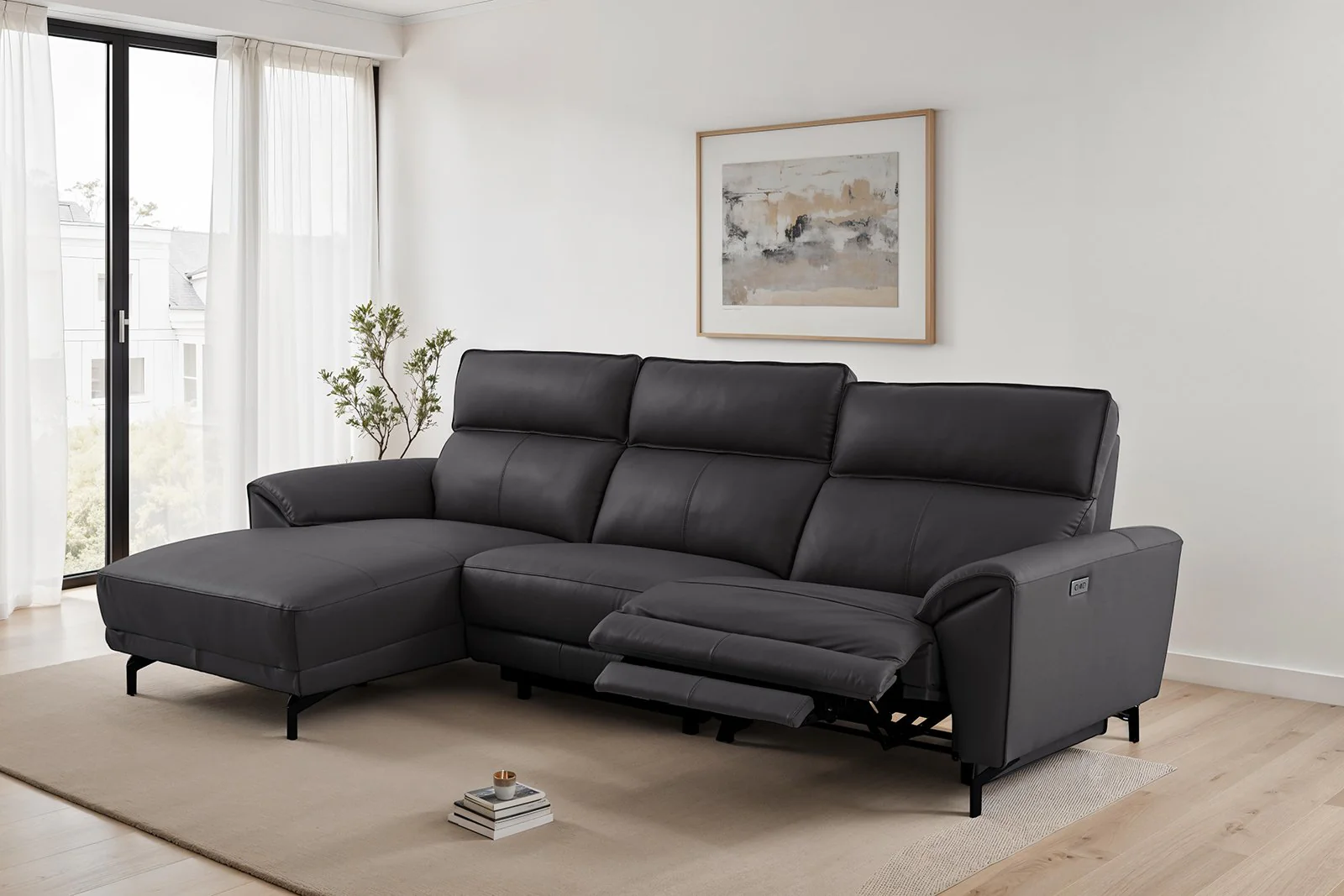 Themis Power Sectional, Left Chaise, Black - Image 2