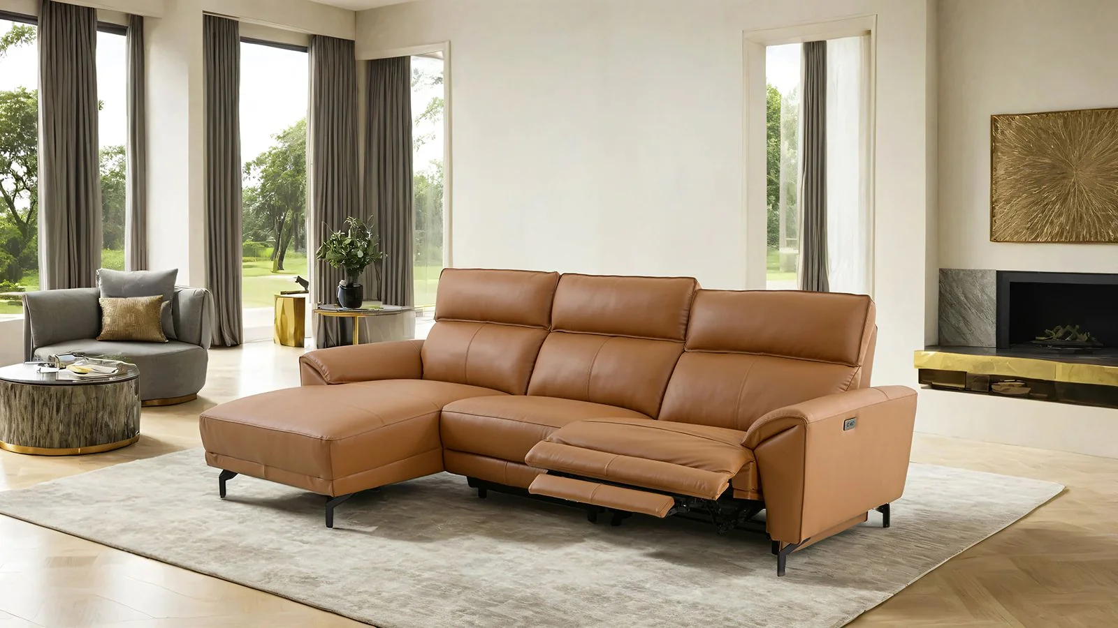 Themis Power Sectional, Left Chaise, Brown Clay - Image 2