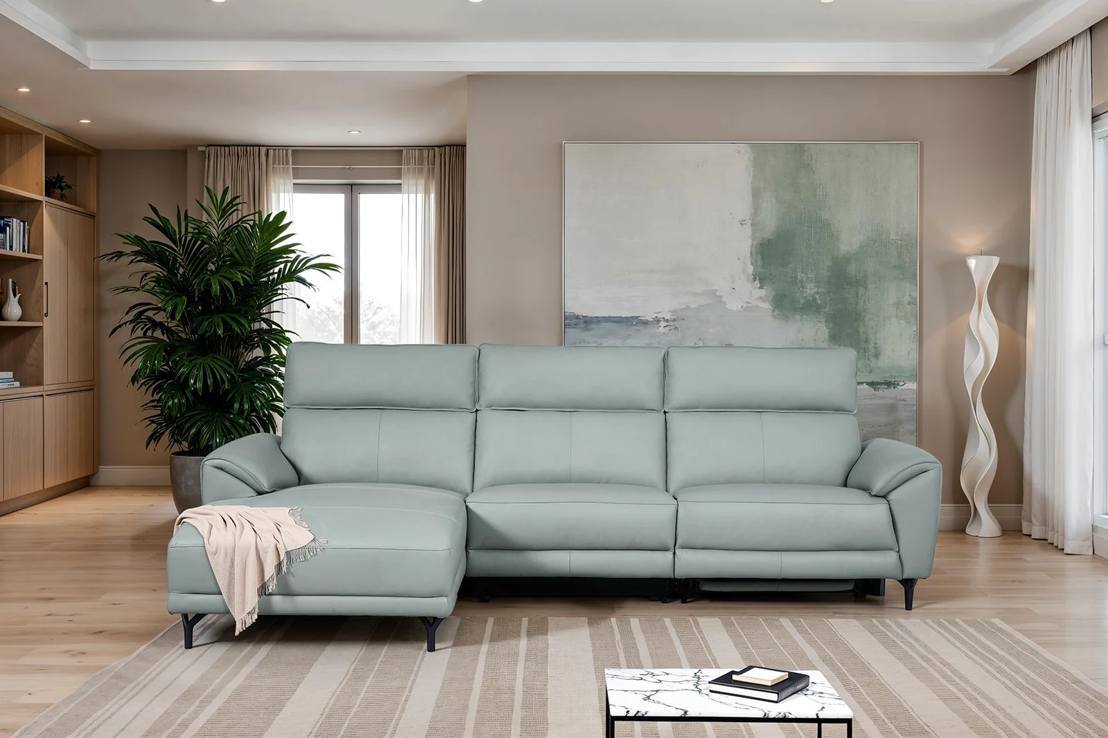 Themis Power Sectional, Left Chaise, Pale Blue - Image 2