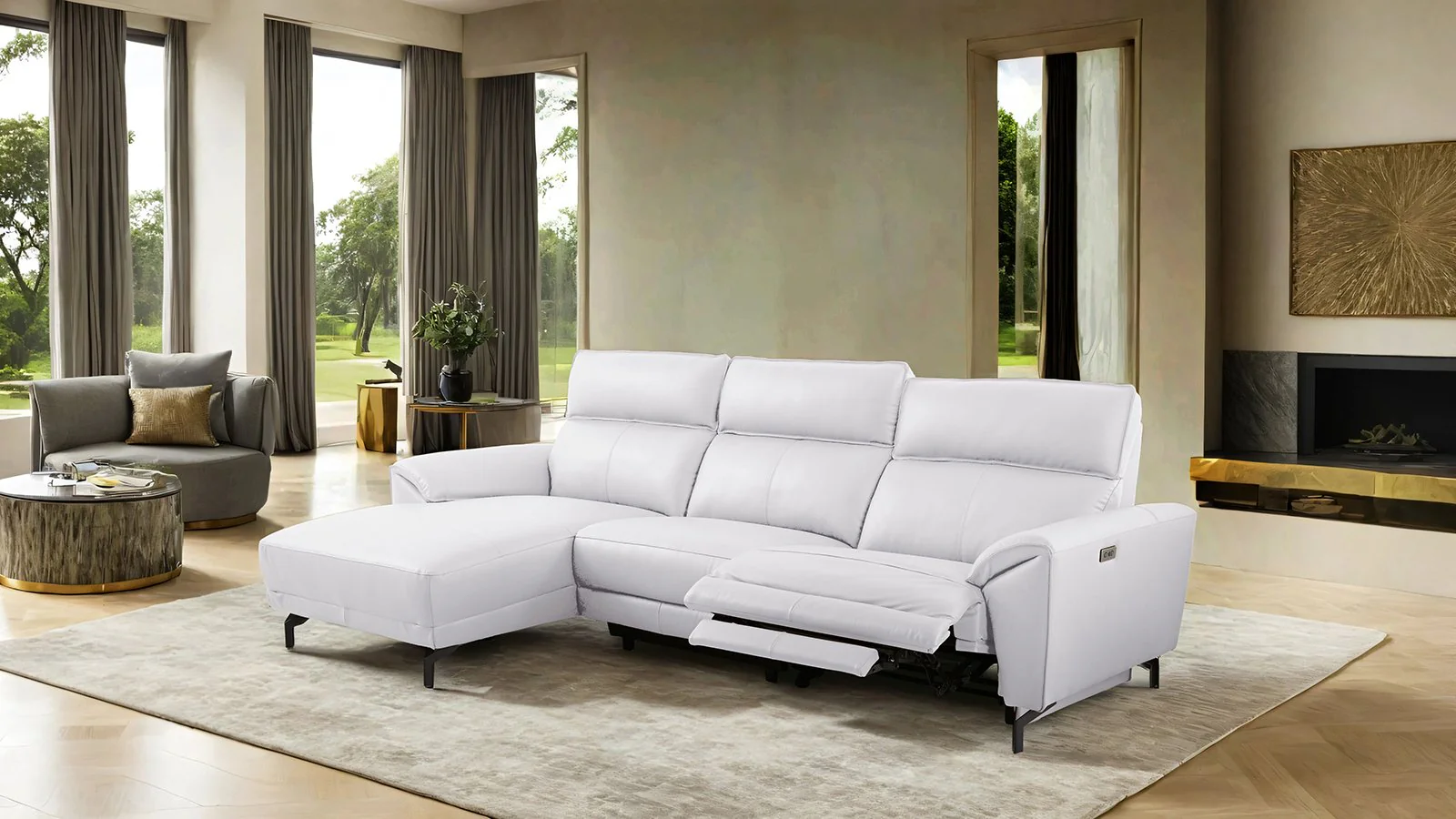 Themis Power Sectional, Left Chaise, White - Image 2