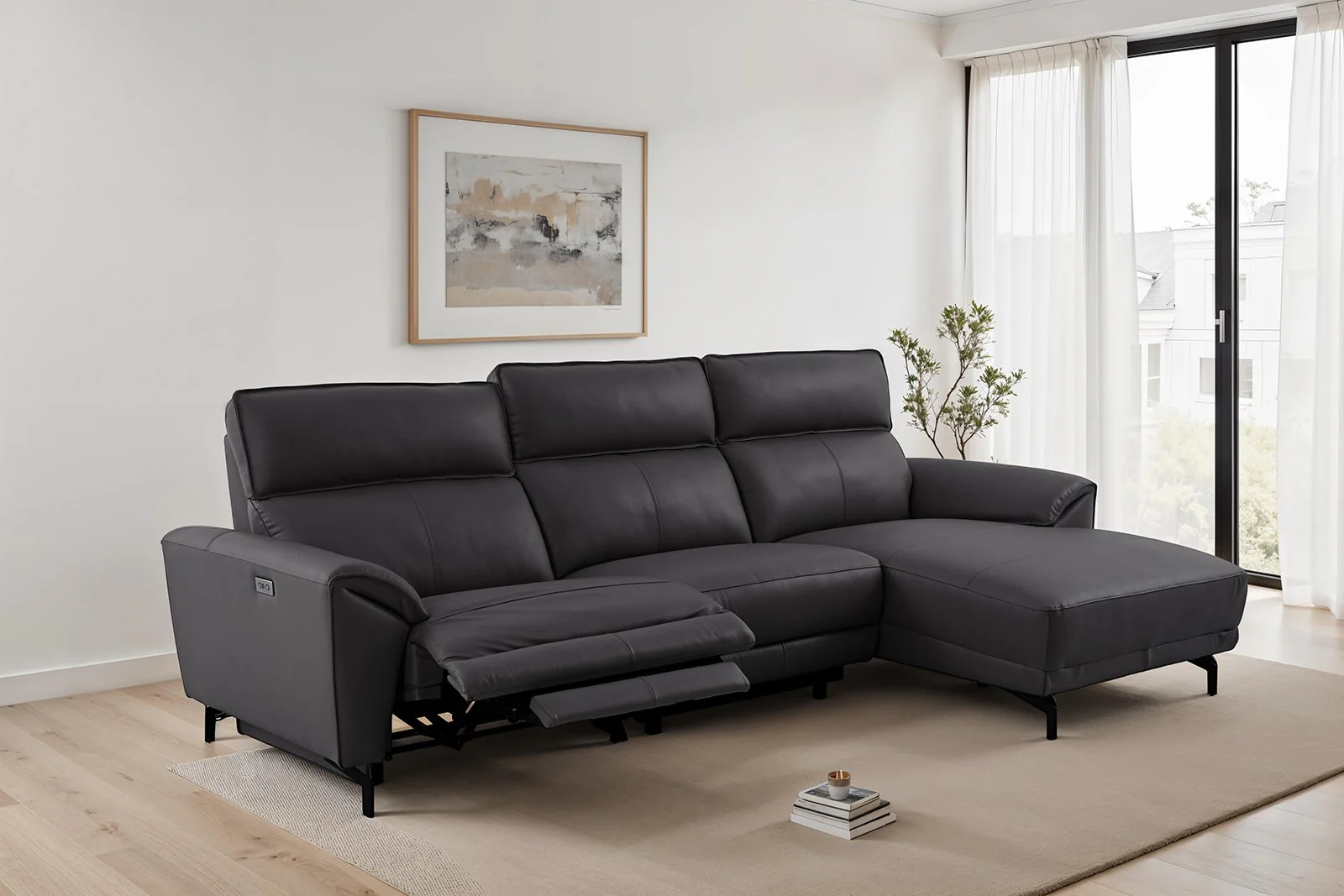 Themis Power Sectional, Right Chaise, Black - Image 2