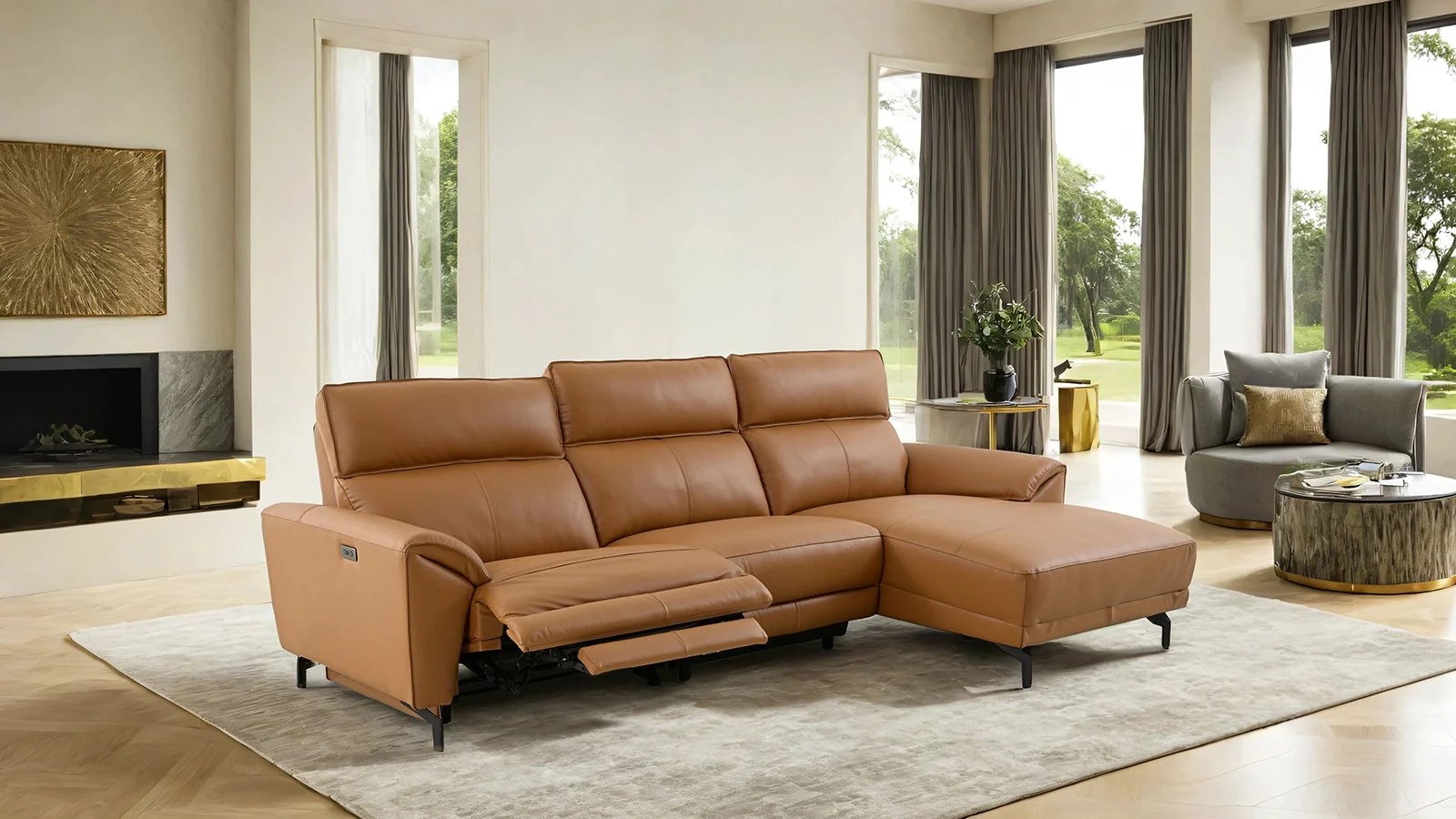Themis Power Sectional, Right Chaise, Brown Clay - Image 2