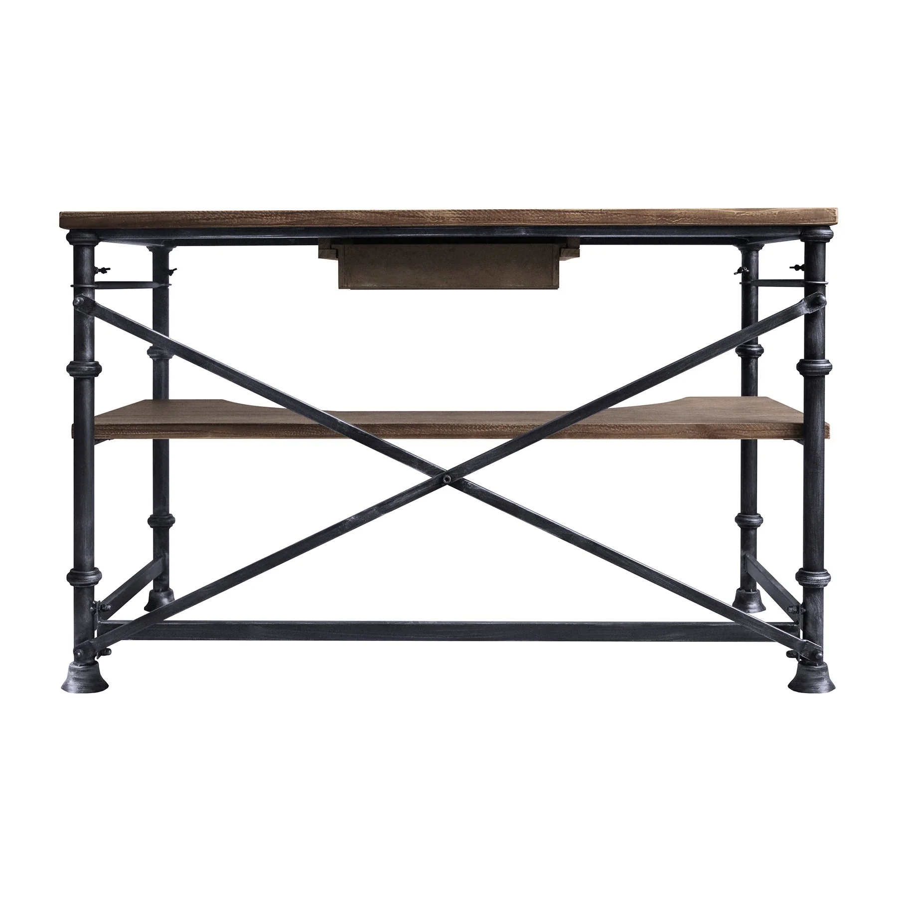Theo Industrial Desk in Industrial Gray and Pine Wood Top - Image 2