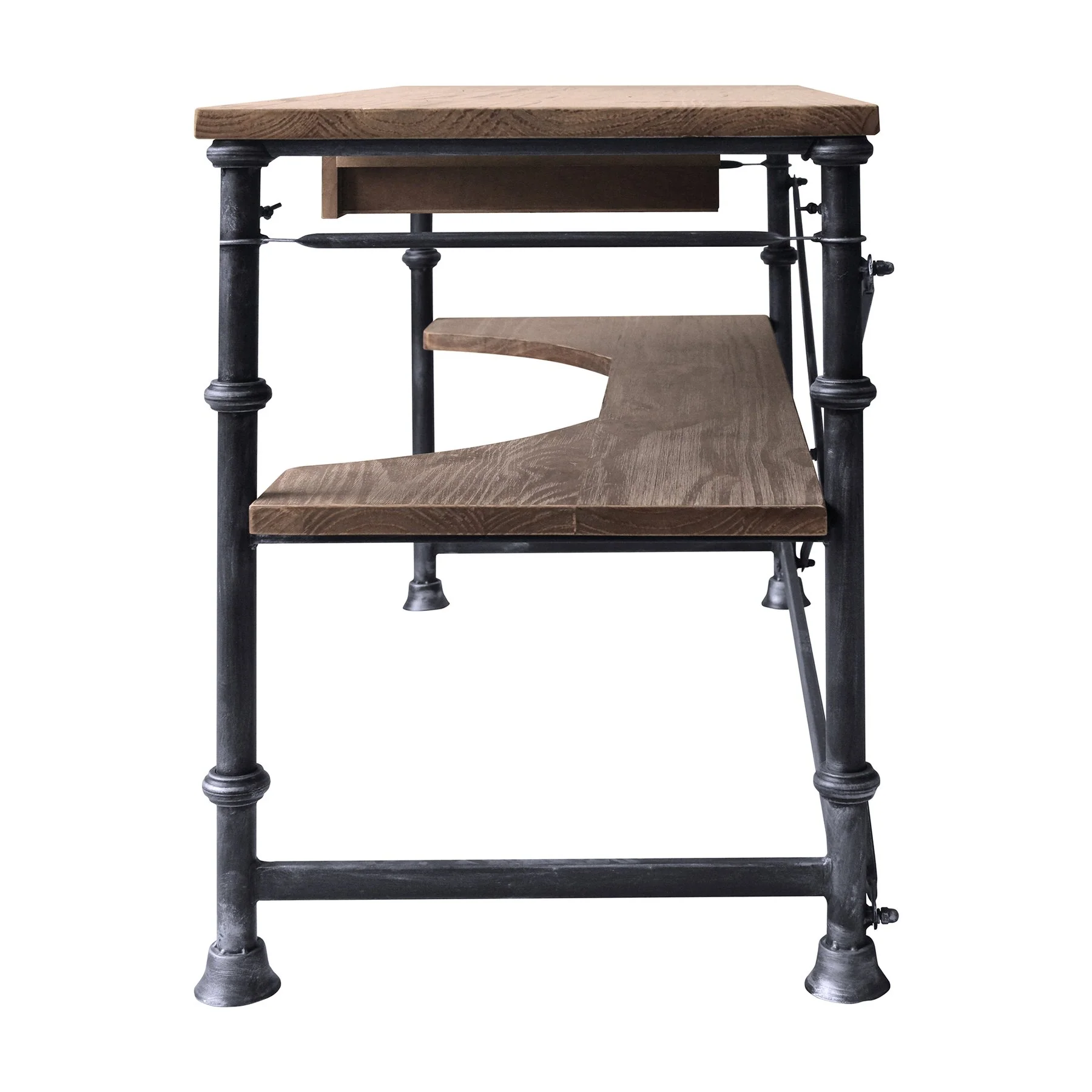Theo Industrial Desk in Industrial Gray and Pine Wood Top - Image 3