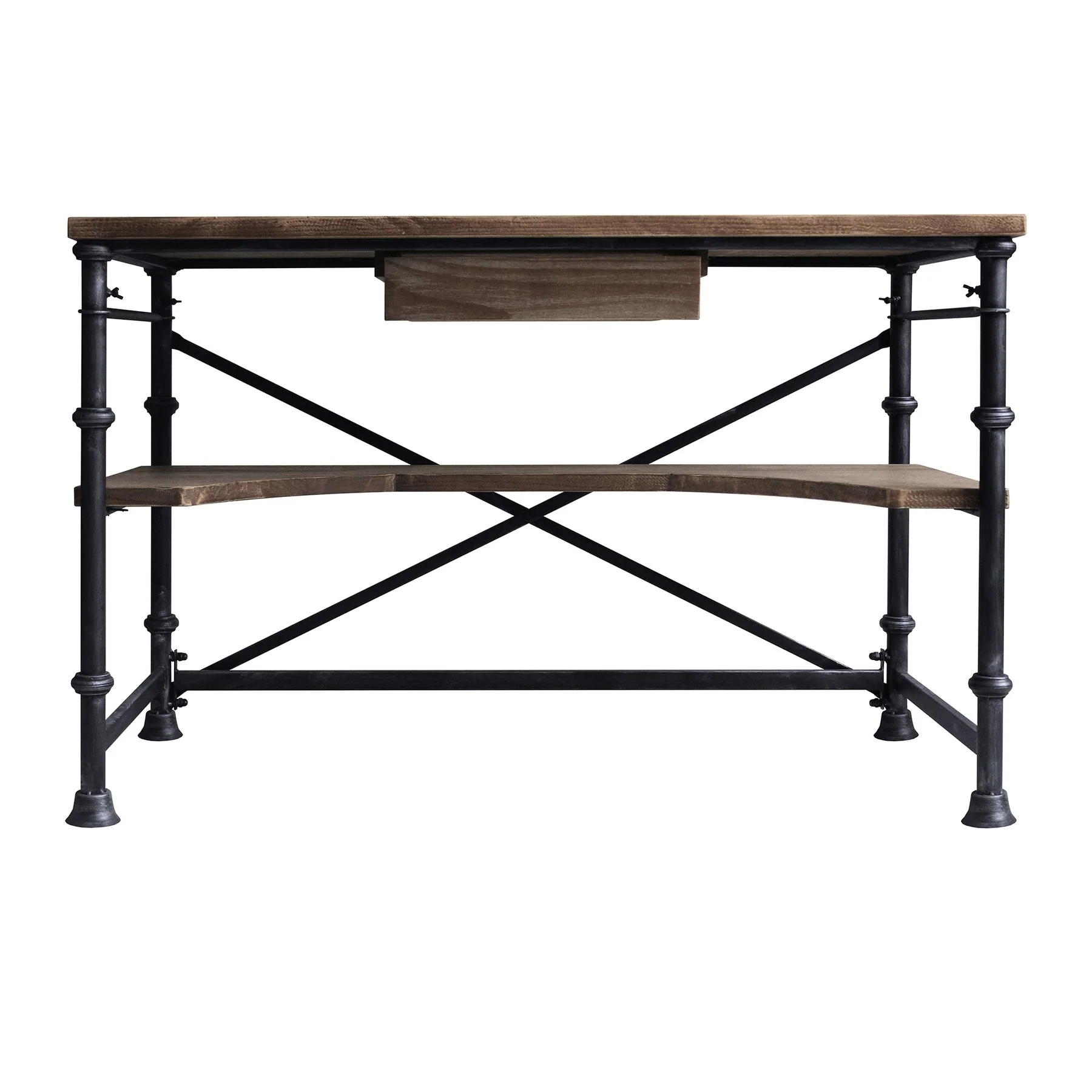 Theo Industrial Desk in Industrial Gray and Pine Wood Top - Image 4