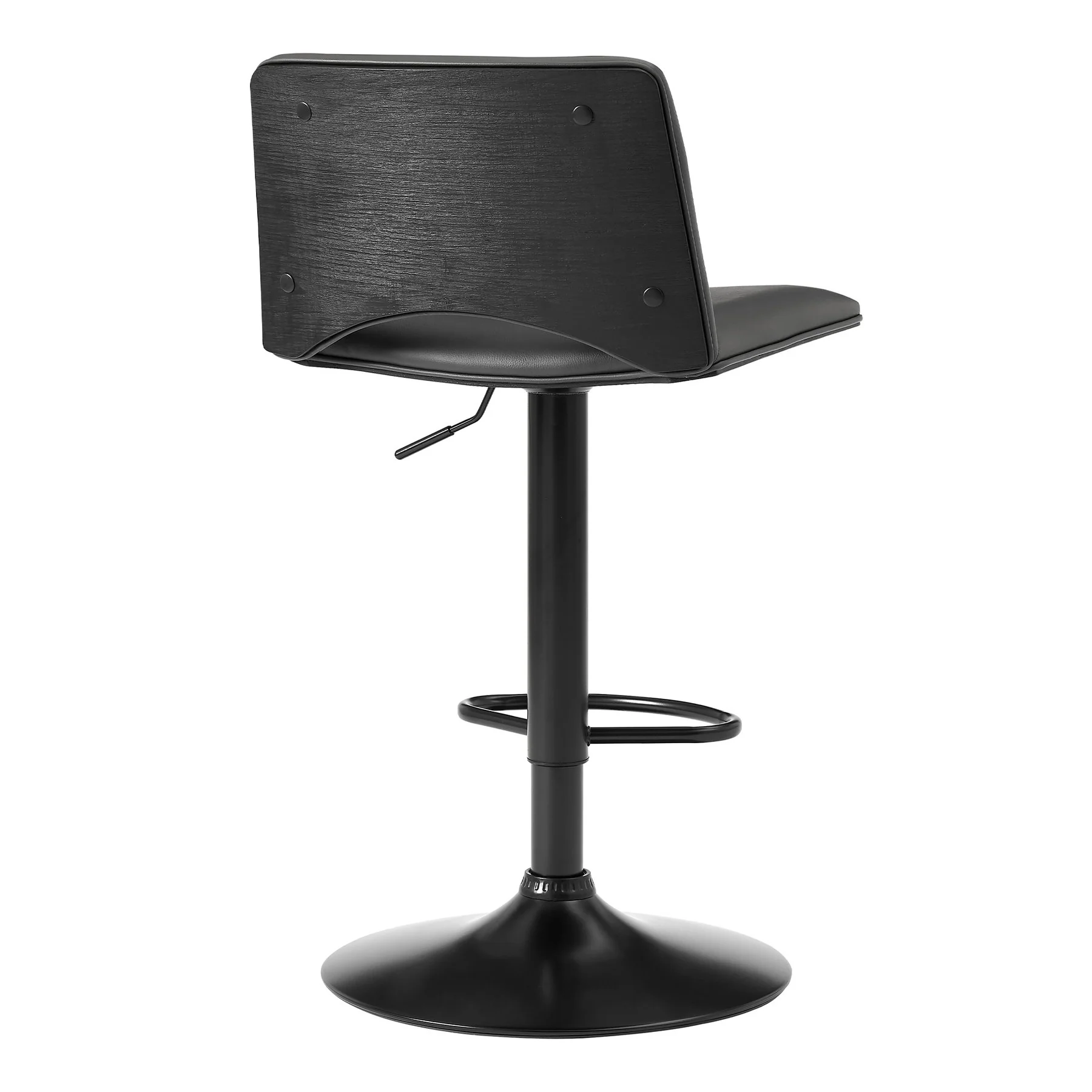 Thierry Adjustable Swivel Gray Faux Leather and Black Metal Bar Stool - Image 4