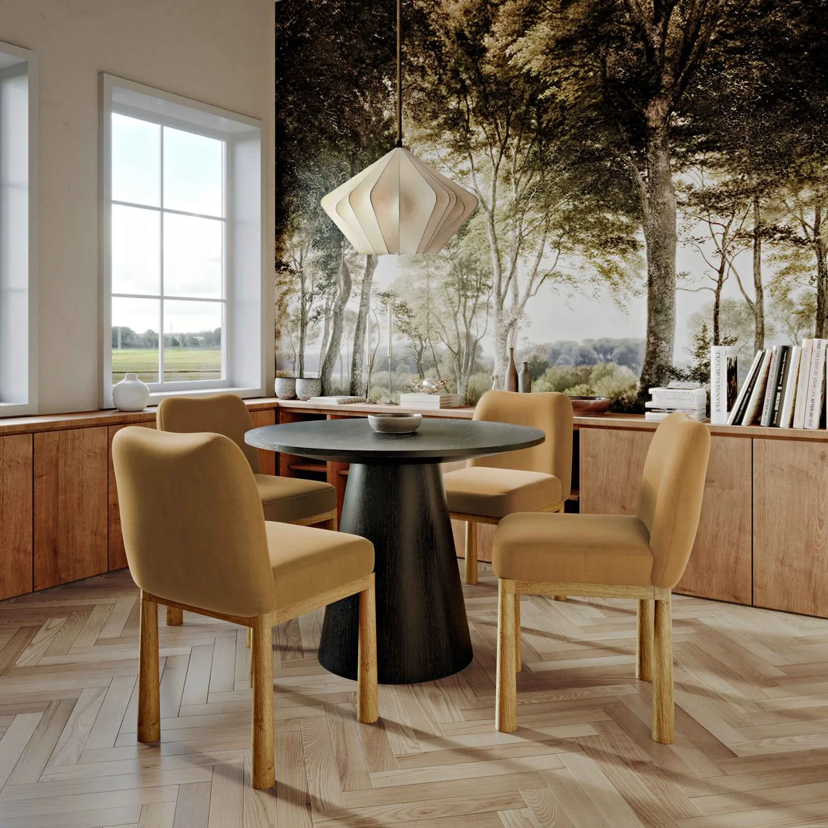 Tiara Cognac Performance Velvet Oak Dining Chair - Image 2