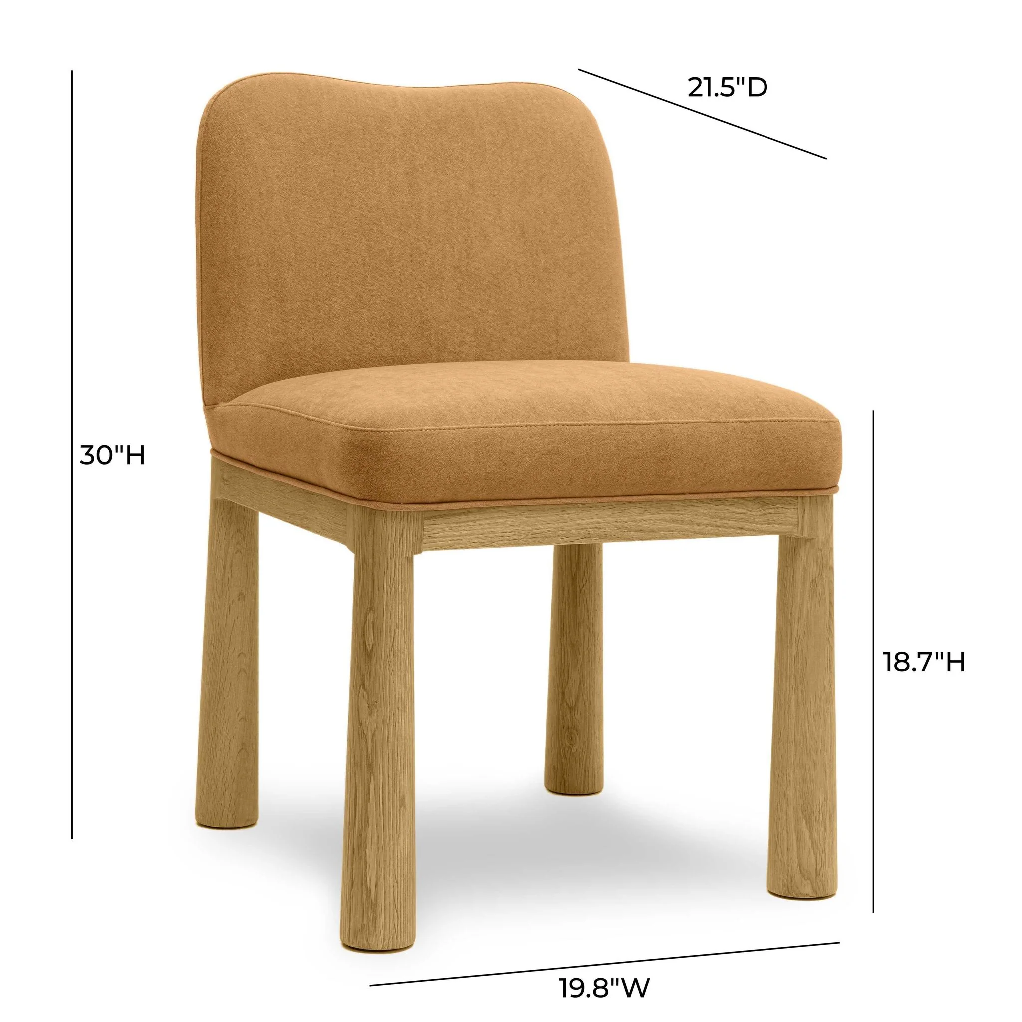 Tiara Cognac Performance Velvet Oak Dining Chair - Image 6