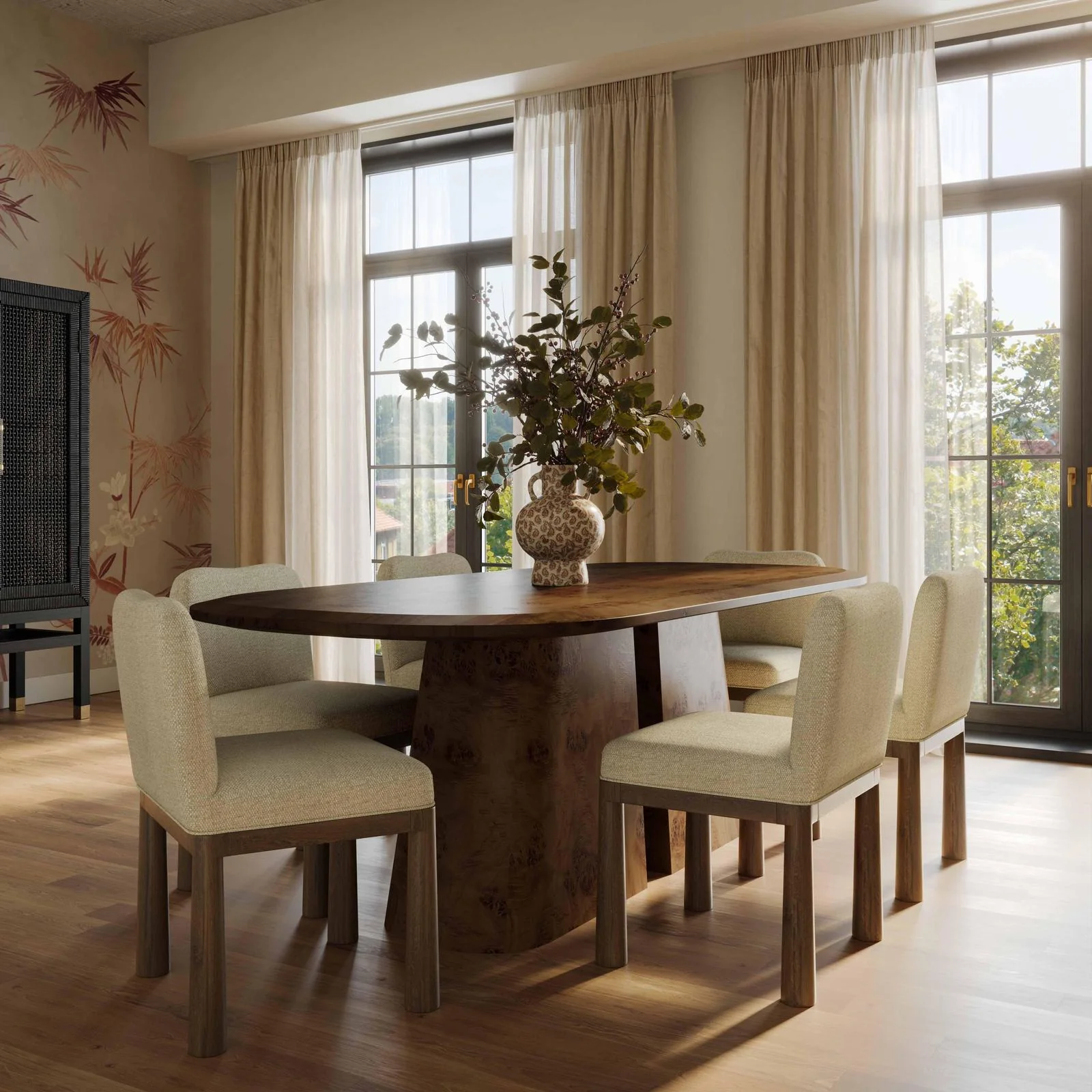 Tiara Cream Performance Basketweave Fabric Dining Chair - Image 2