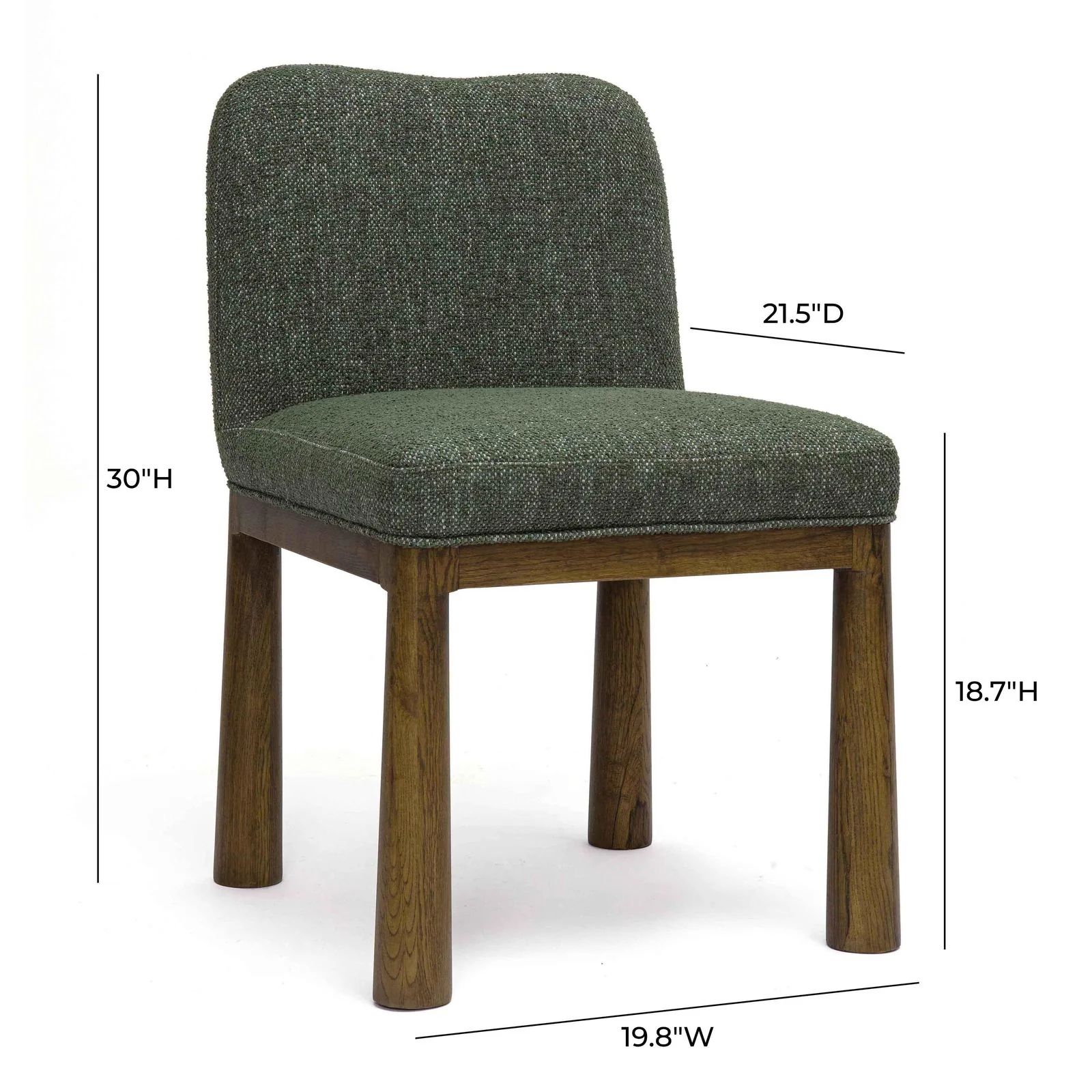 Tiara Forest Green Performance Basketweave Fabric Dining Chair - Image 6