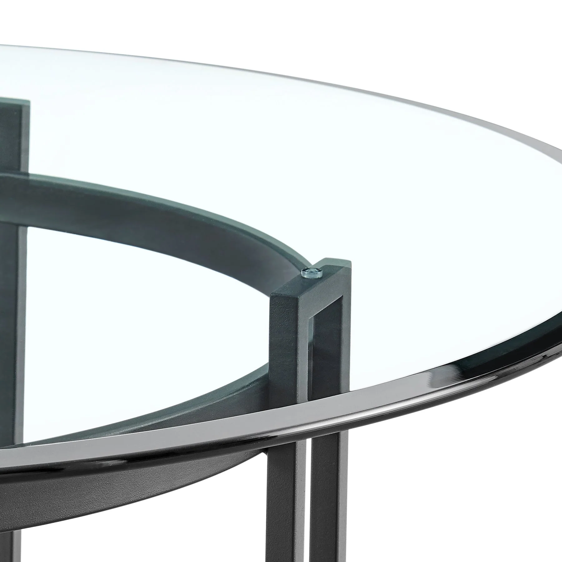 Tibet 5 Piece Dining Set with Round Glass Tabletop and Faux Leather Rolling Chairs - Image 8