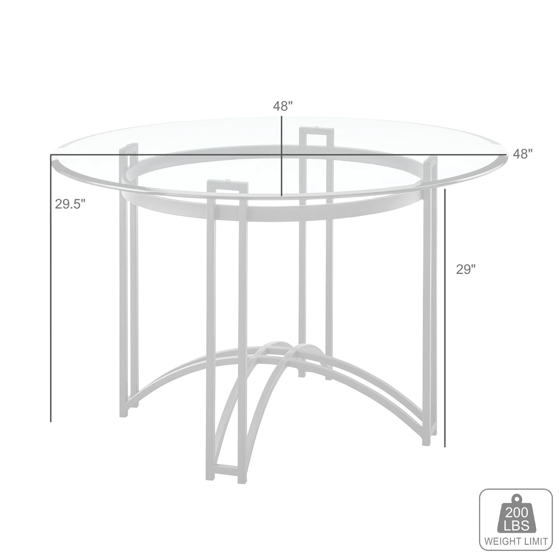 Tibet Contemporary Round Glass Dining Table with Matte Black Iron Base - Image 7