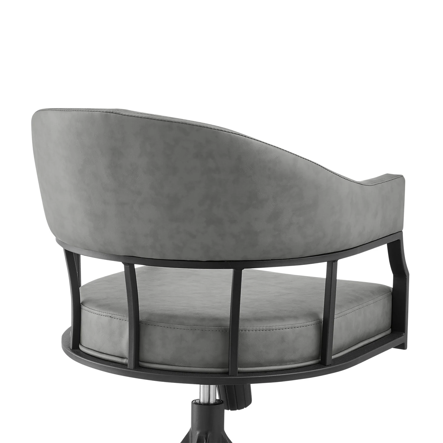 Tibet Swivel Tilt Rolling Dining Chair with Matte Black Iron and Vintage Gray Faux Leather - Image 5
