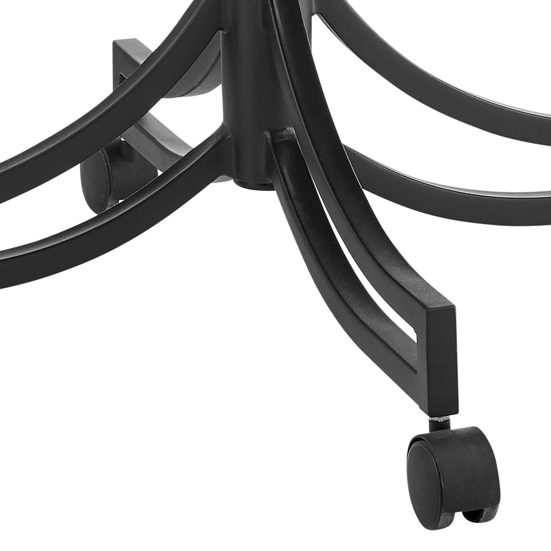 Tibet Swivel Tilt Rolling Dining Chair with Matte Black Iron and Vintage Gray Faux Leather - Image 9
