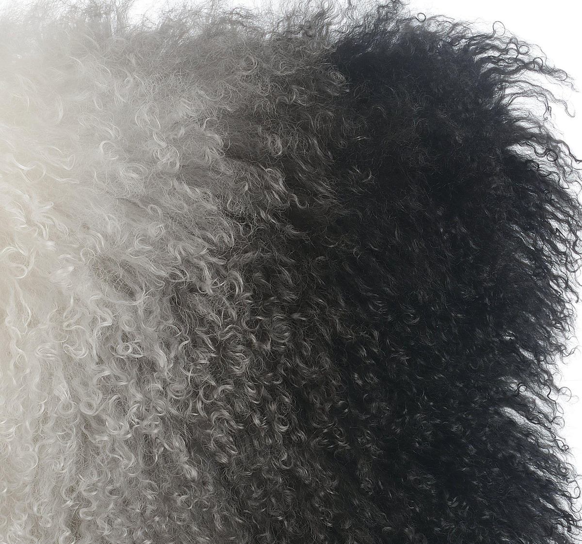 Tibetan Sheep Pillow White to Black - Image 3