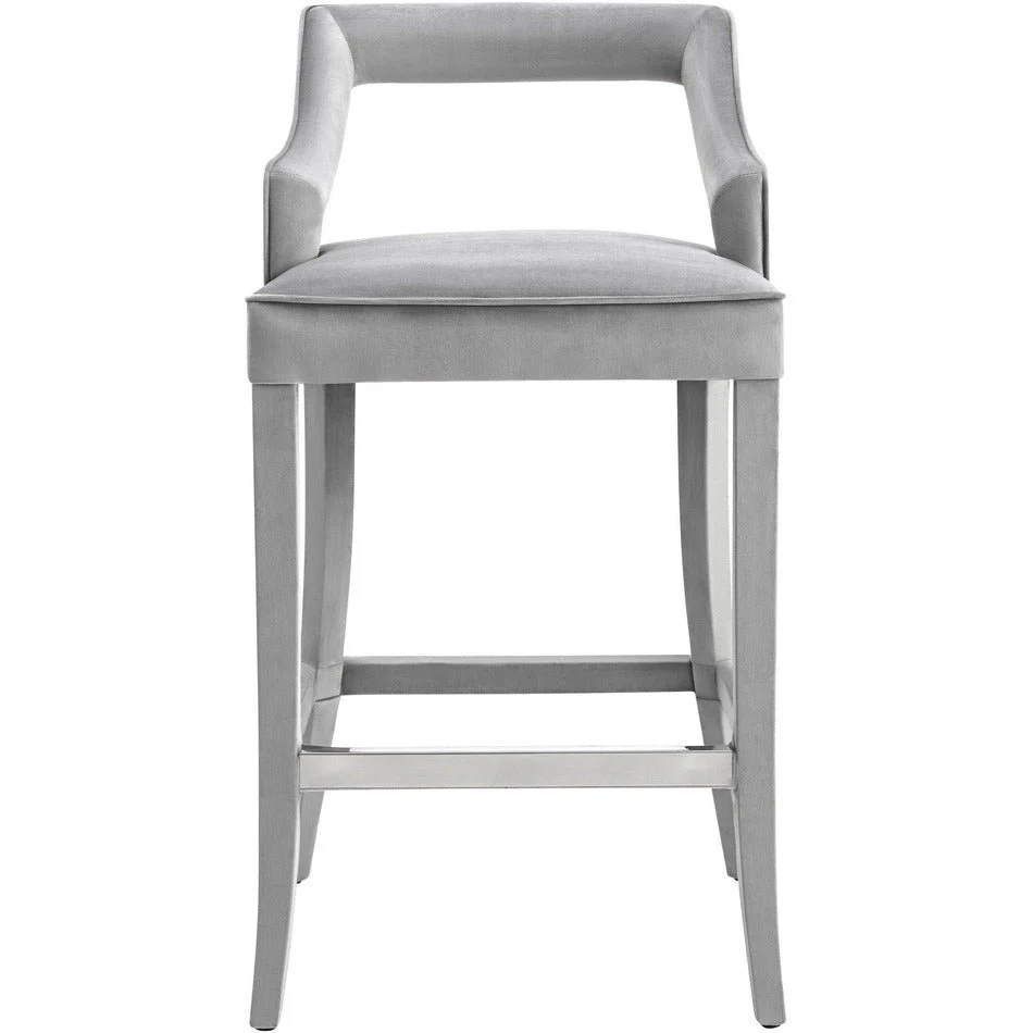 Tiffany Grey Velvet Counter Stool - Image 3