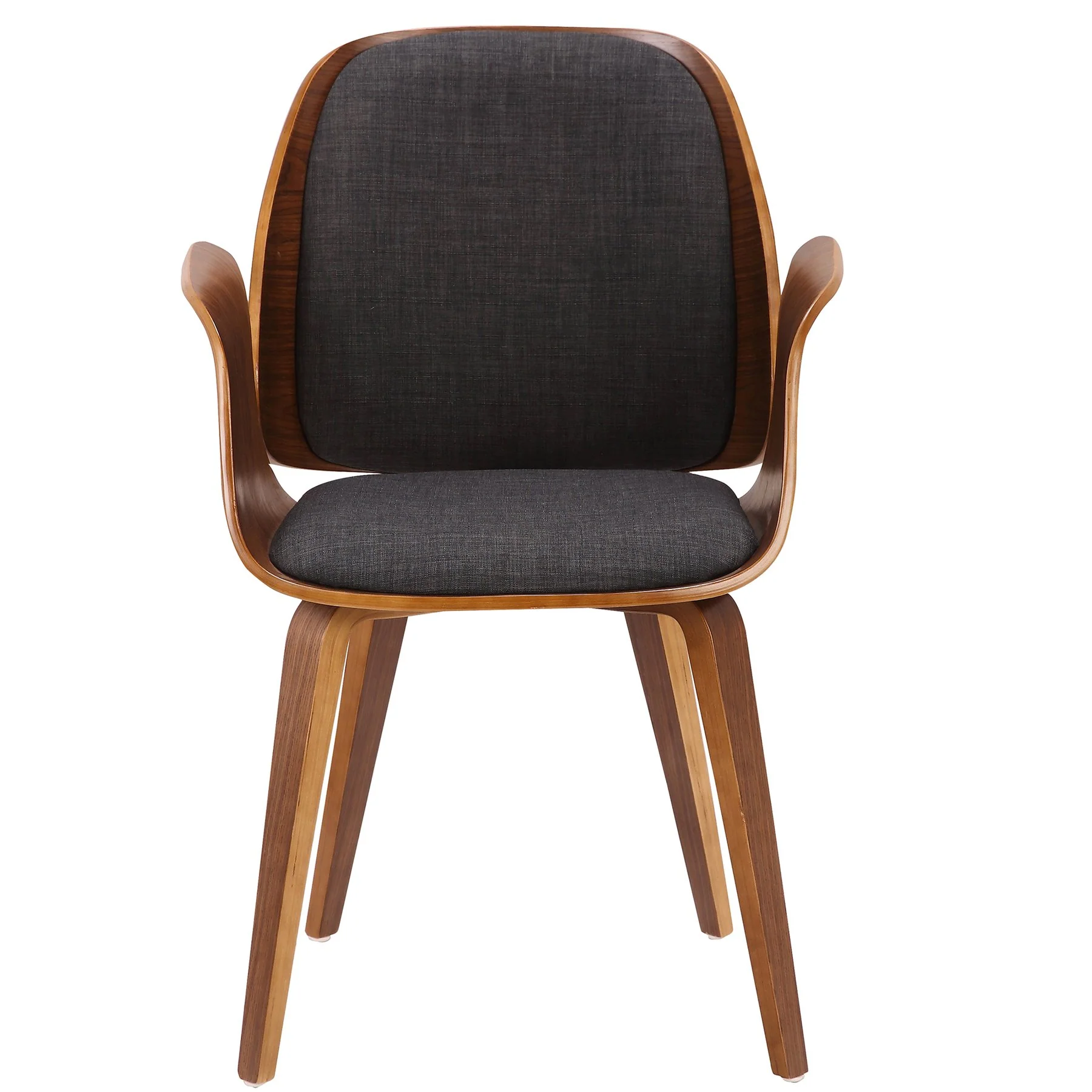 Tiffany Mid-Century Dining Chair in Charcoal Fabric with Walnut Veneer Finish - Image 2