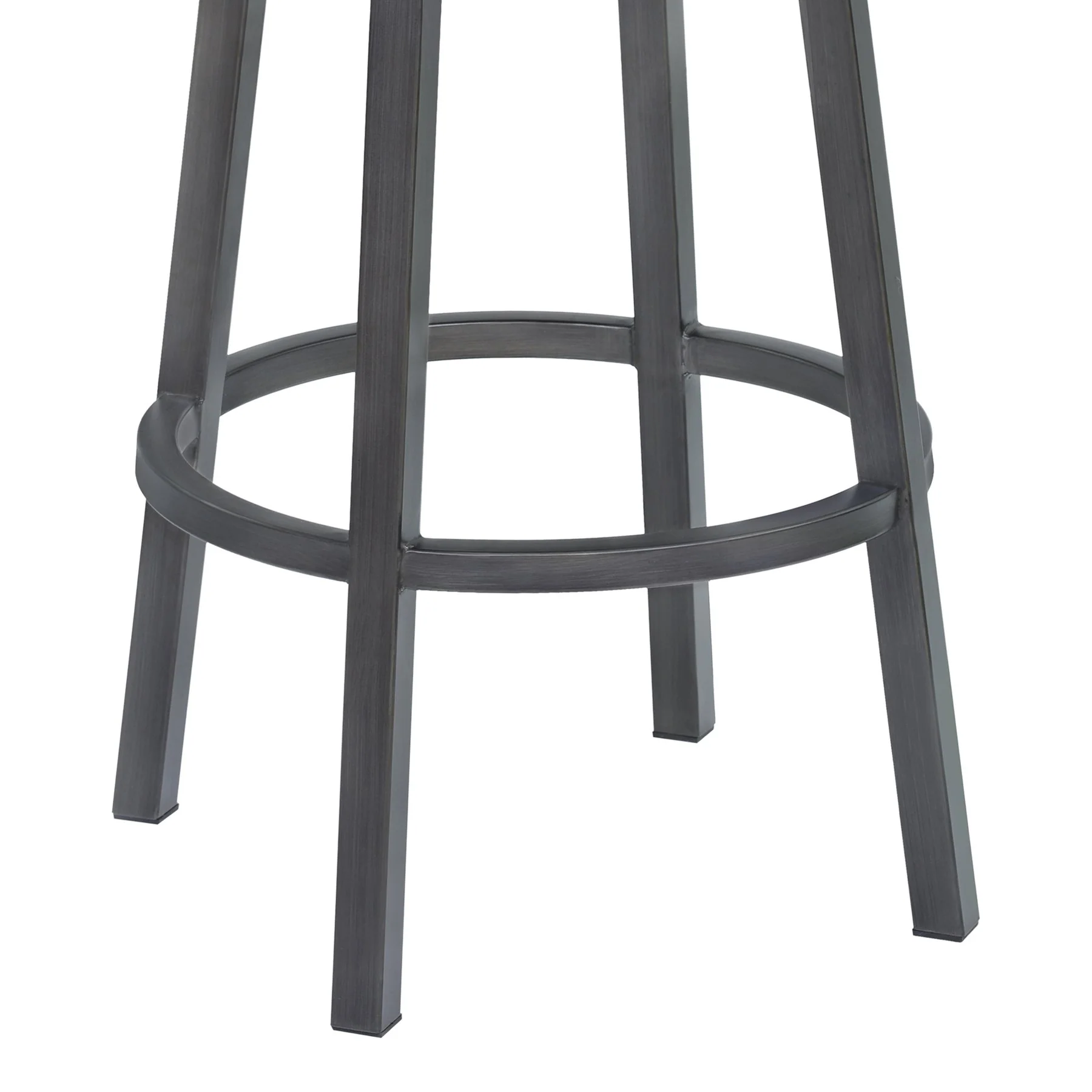 Tilden 26" Counter Height Metal Swivel Backless Barstool in Ford Black Faux Leather and Mineral Finish - Image 3