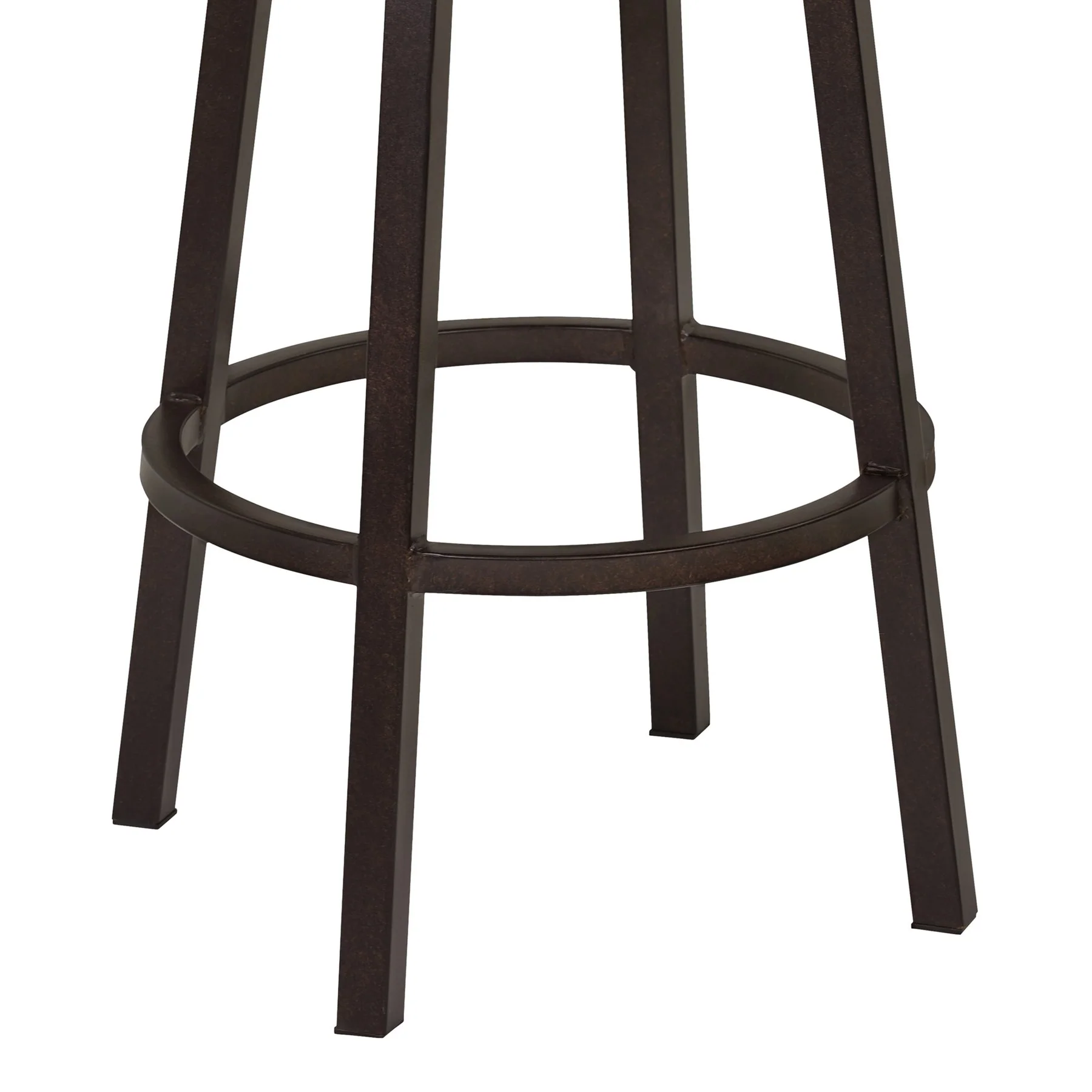 Tilden 26" Counter Height Metal Swivel Backless Barstool in Ford Brown Faux Leather and Auburn Bay Finish - Image 3