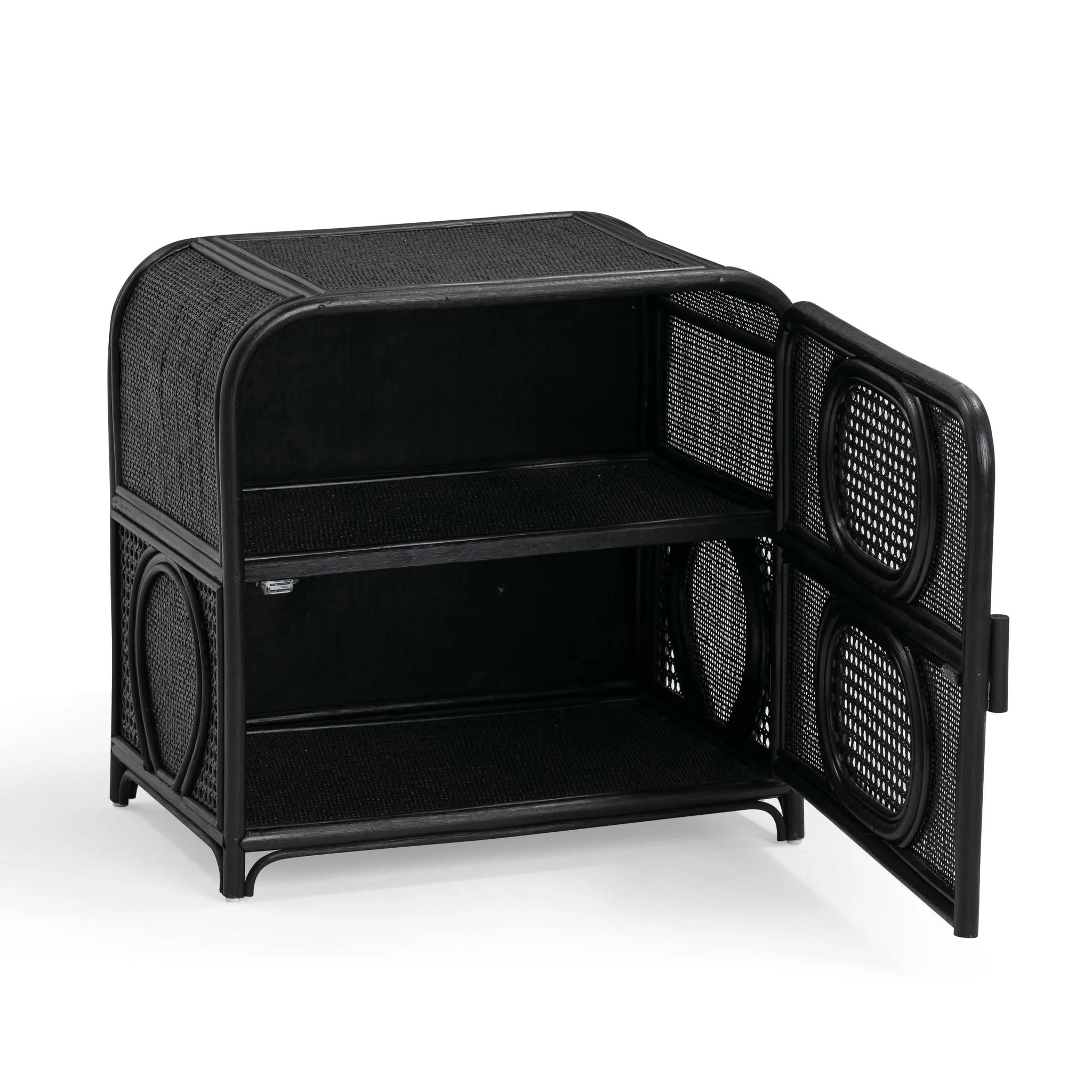 Tina Black Rattan Nightstand - Image 3