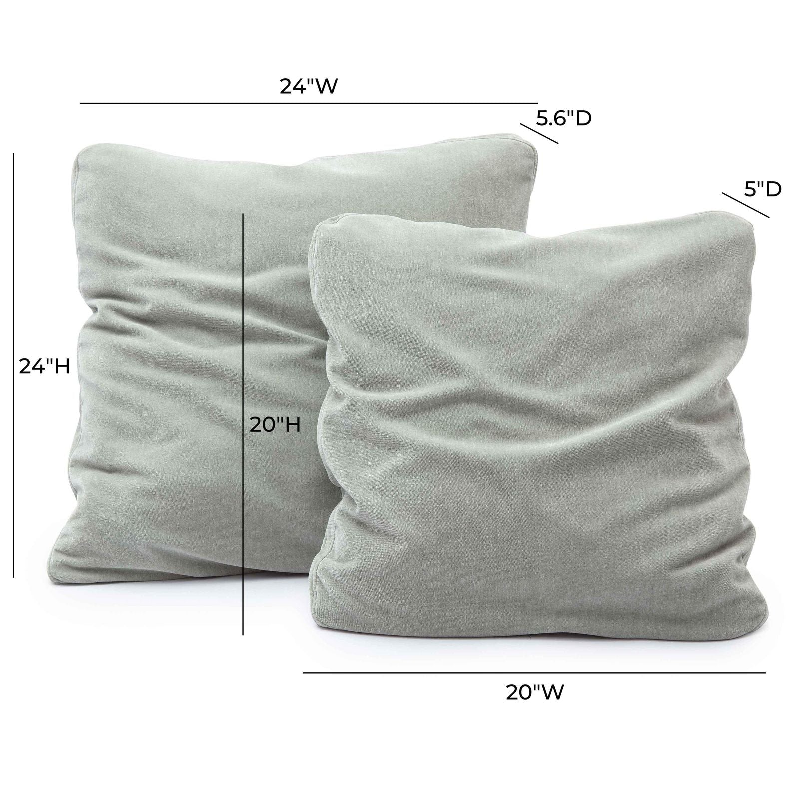 Tipsy Mint Green Upcycled Chenille 24 x 24 inch Square Floppy Pillow - Image 5