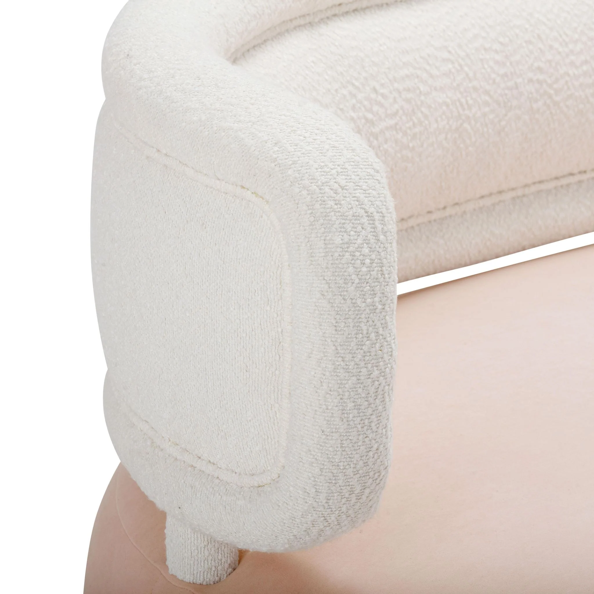 Tischa Cream Boucle & Blush Velvet Sofa - Image 5
