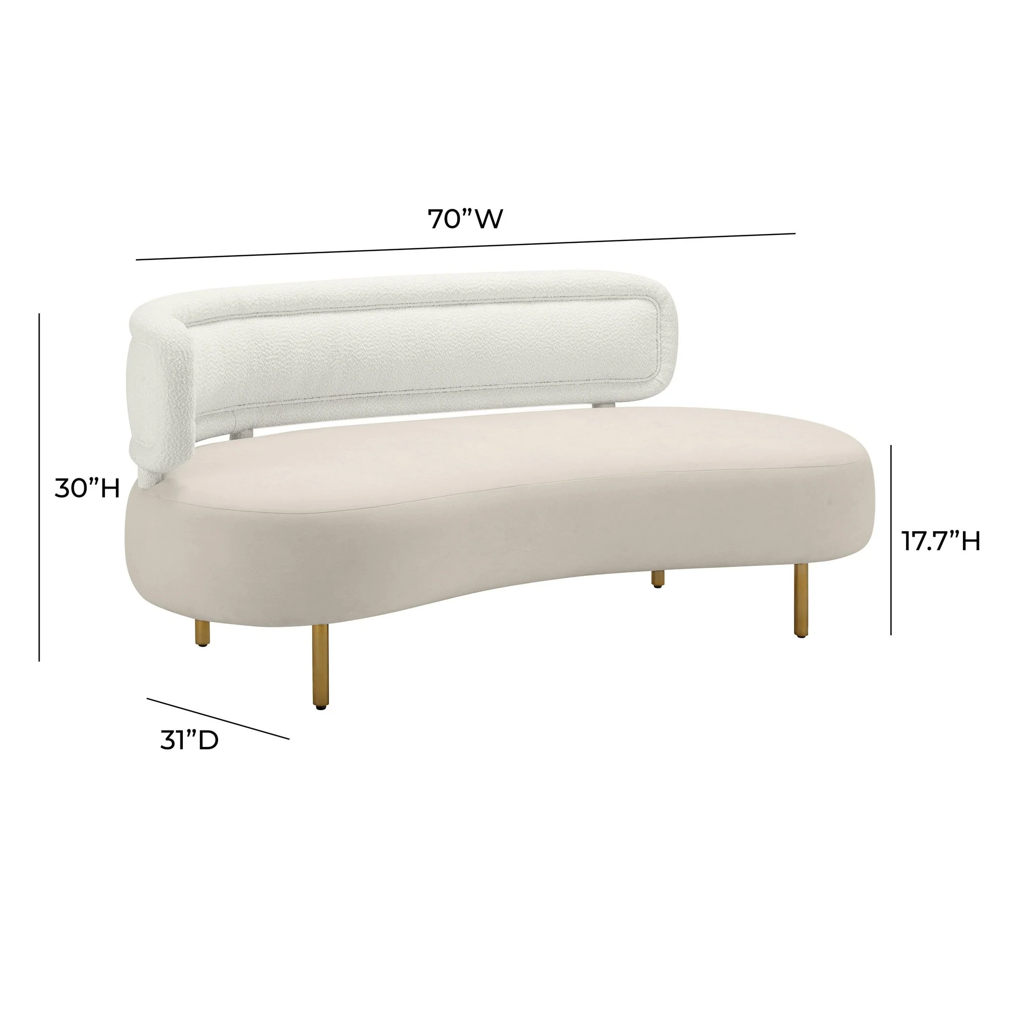 Tischa Cream Boucle & Grey Velvet Sofa - Image 8