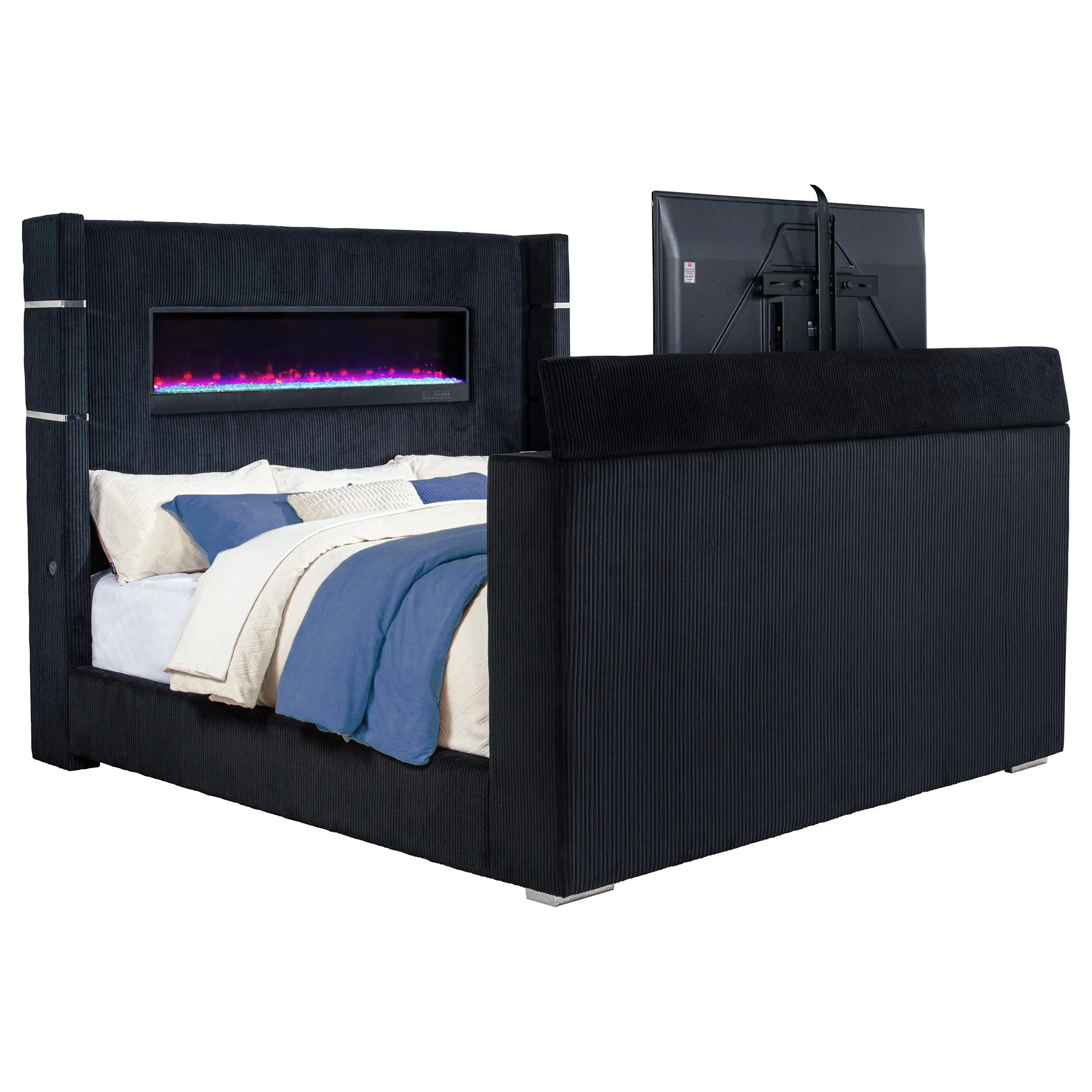Tisdall Wingback TV Bed with Flame Visualizer - Image 19