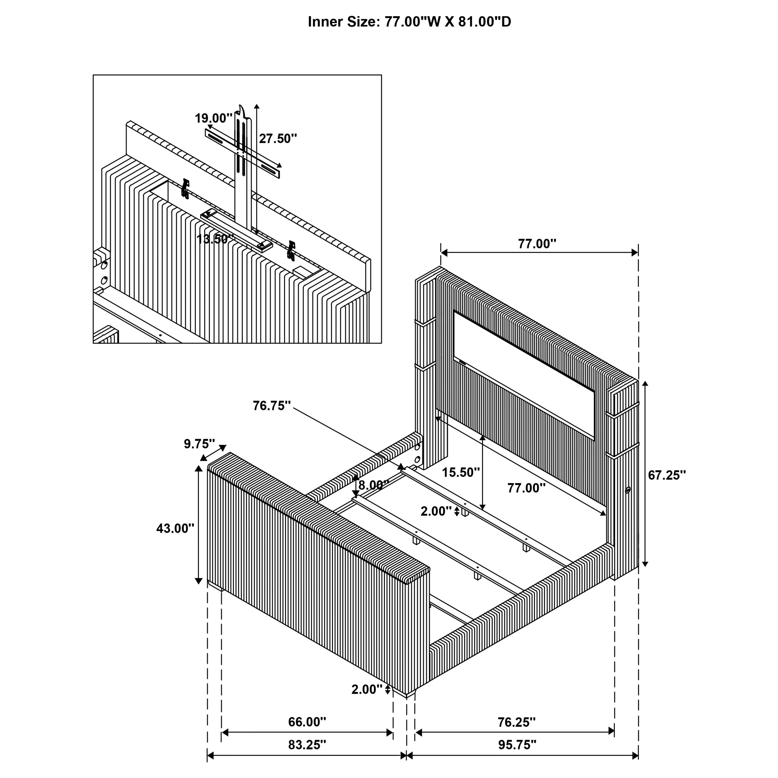 Tisdall Wingback TV Bed with Flame Visualizer - Image 30