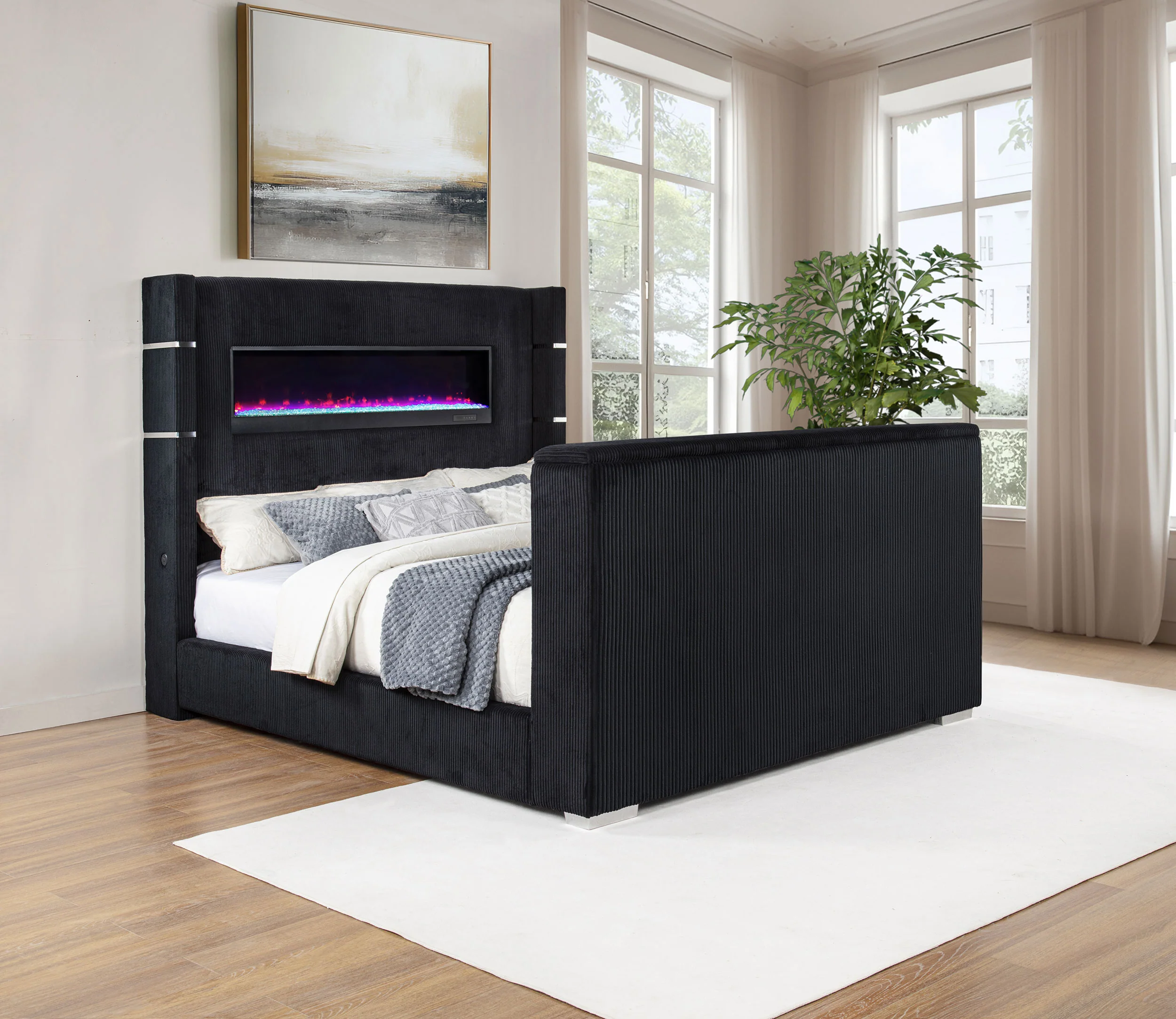 Tisdall Wingback TV Bed with Flame Visualizer - Image 32