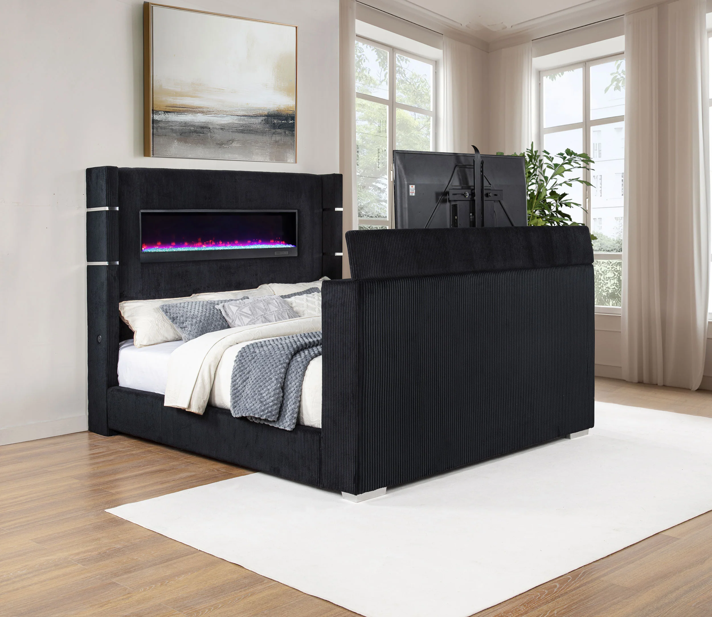 Tisdall Wingback TV Bed with Flame Visualizer - Image 33