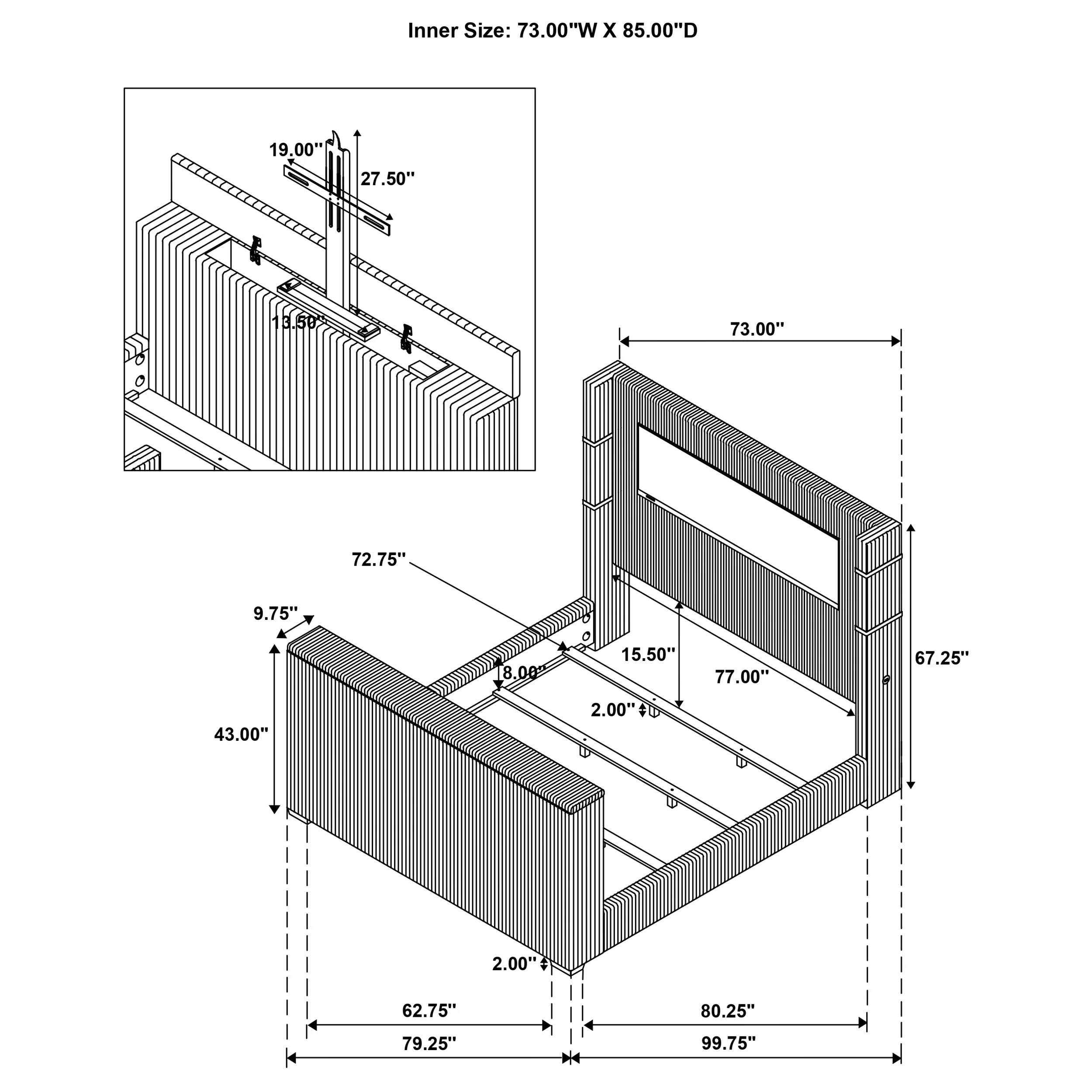 Tisdall Wingback TV Bed with Flame Visualizer - Image 45