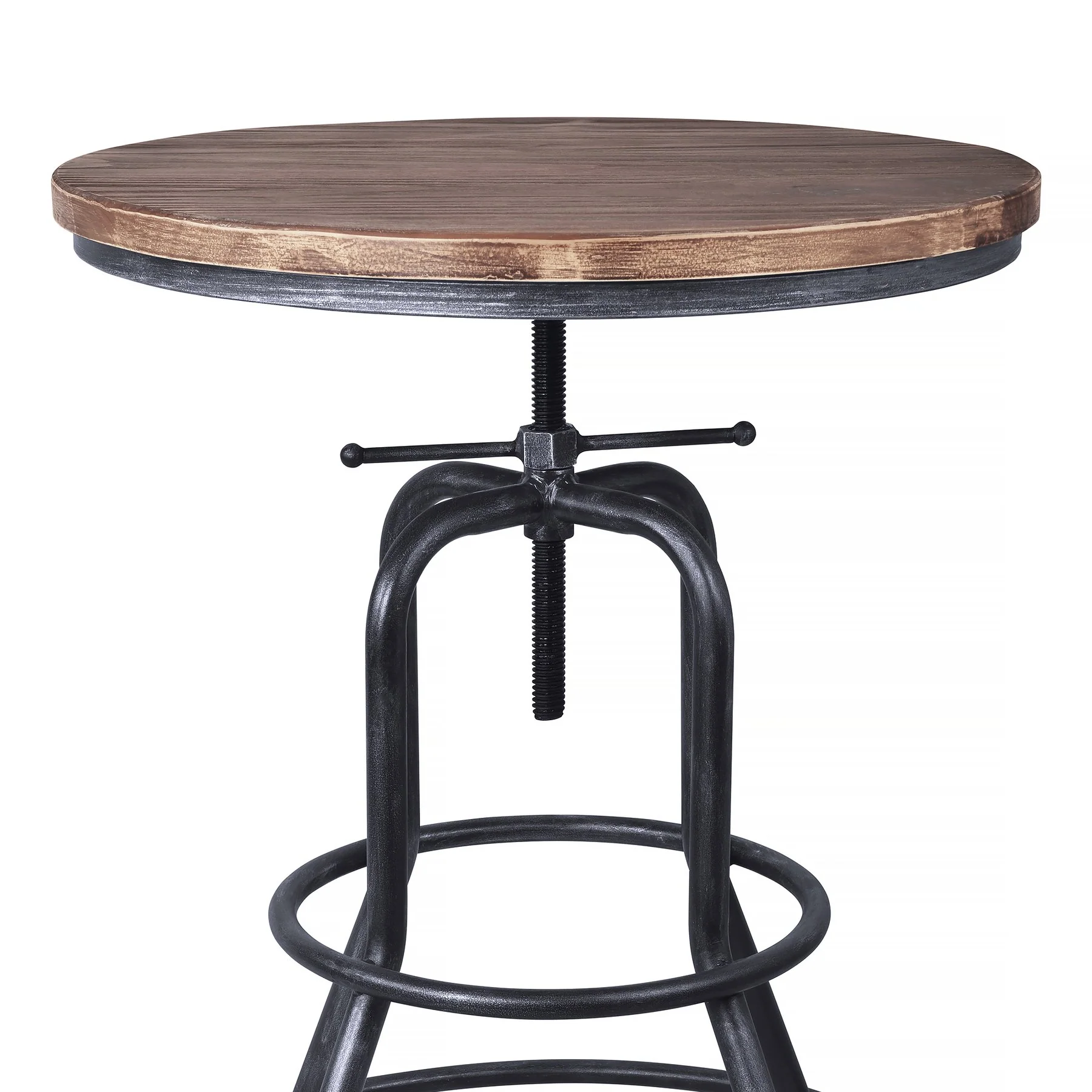 Titan Industrial Adjustable Pub Table in Industrial Gray and Pine Wood Top - Image 4