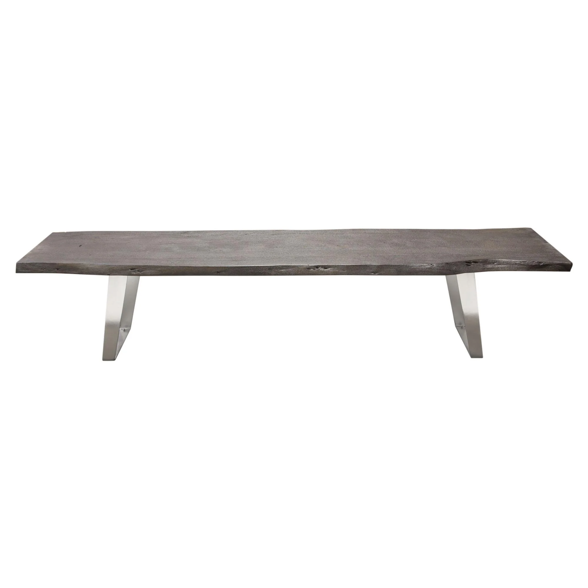 Titan Solid Acacia Wood Accent Bench in Espresso Finish w/ Silver Metal Inlay & Base by Diamond Sofa - Image 2