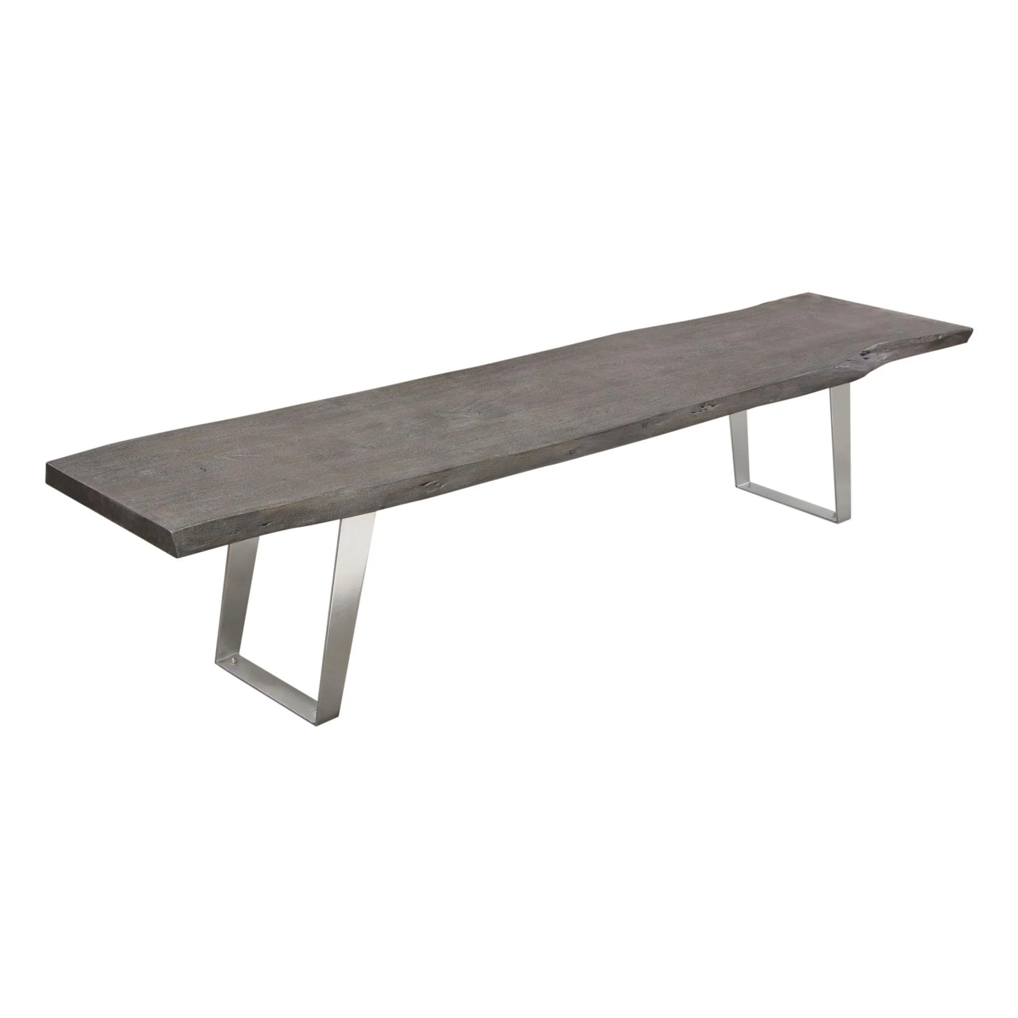 Titan Solid Acacia Wood Accent Bench in Espresso Finish w/ Silver Metal Inlay & Base by Diamond Sofa - Image 4