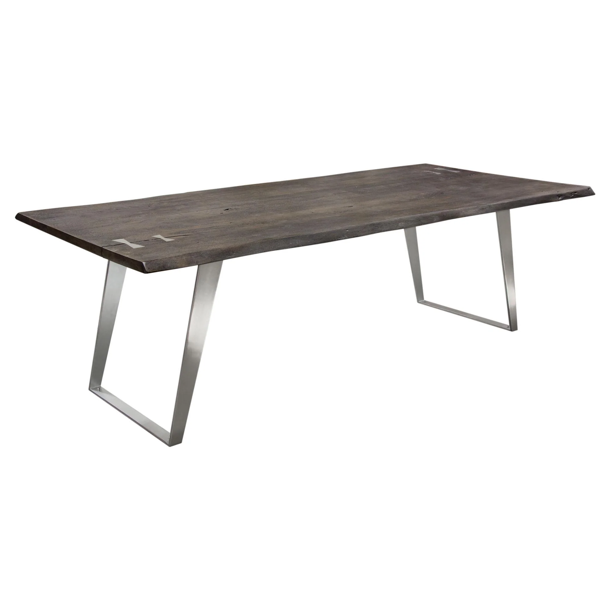 Titan Solid Acacia Wood Dining Table in Espresso Finish w/ Silver Metal Inlay & Base by Diamond Sofa - Image 3