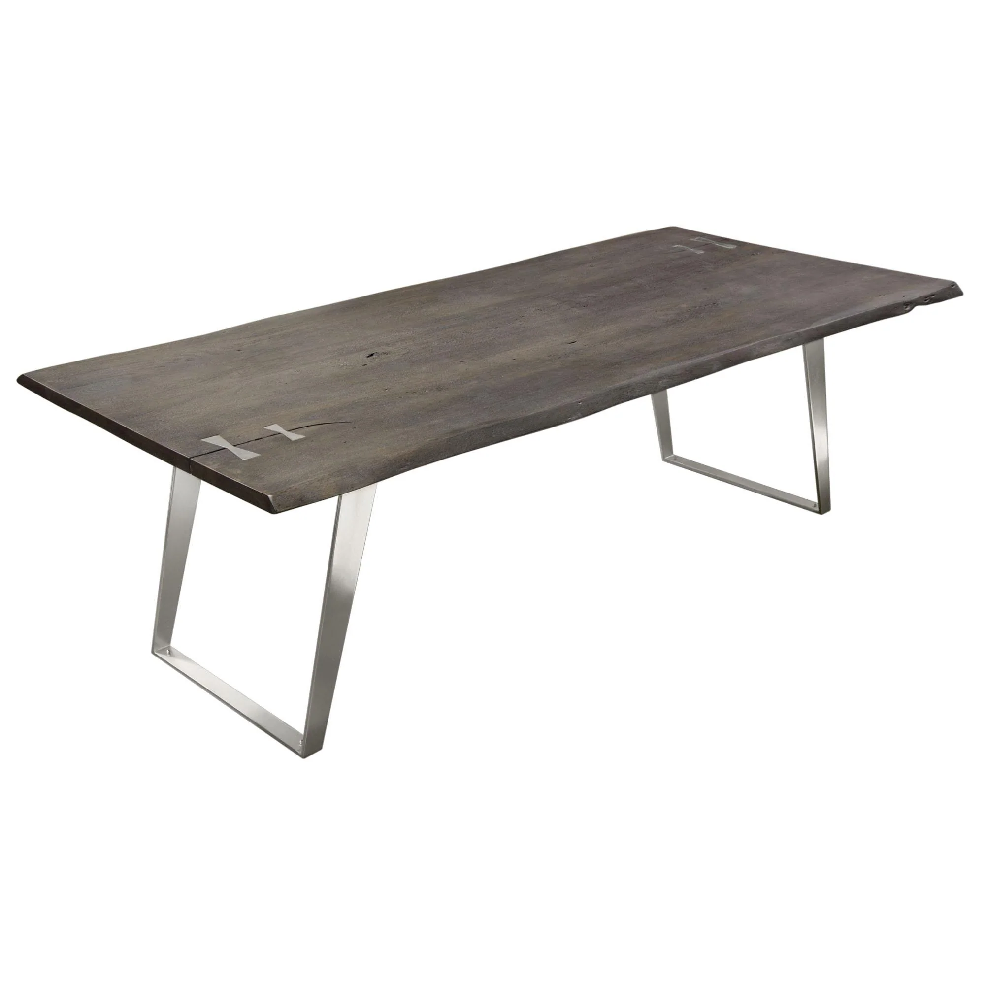Titan Solid Acacia Wood Dining Table in Espresso Finish w/ Silver Metal Inlay & Base by Diamond Sofa - Image 4