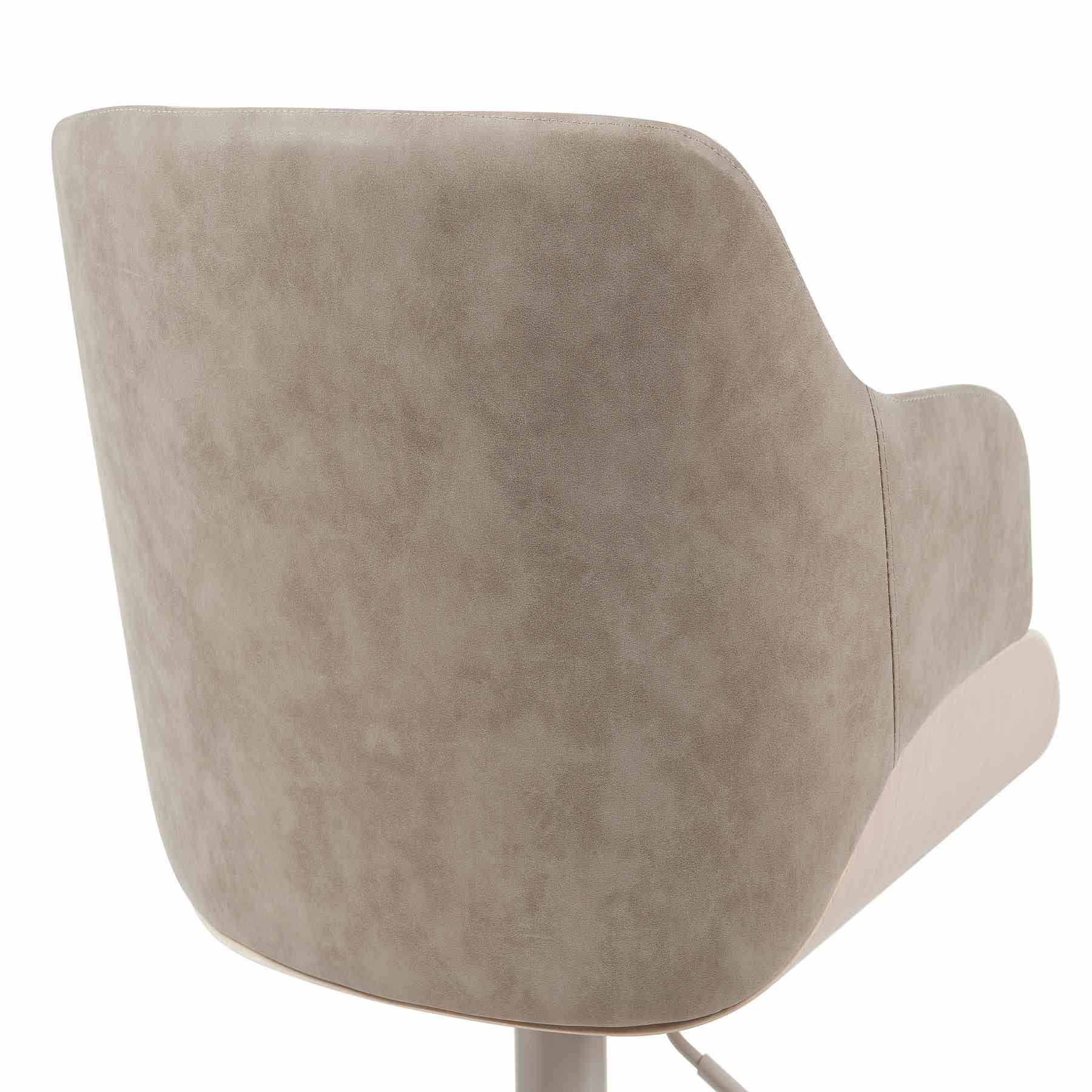 Toby Adjustable Swivel Barstool in Ivory Finish with Vintage Taupe Upholstered Seat and Pale Wood Accents - Image 5