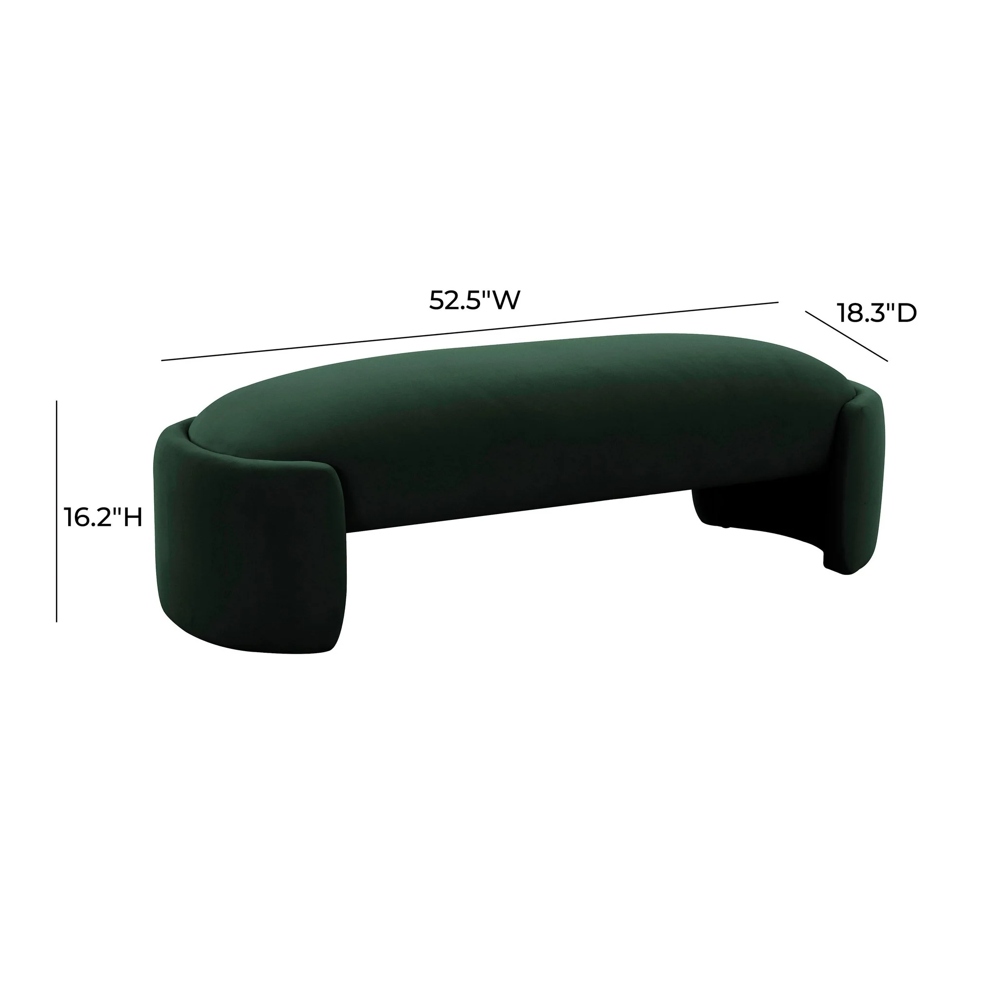 Toledo Forest Green Velvet Bench - Image 6